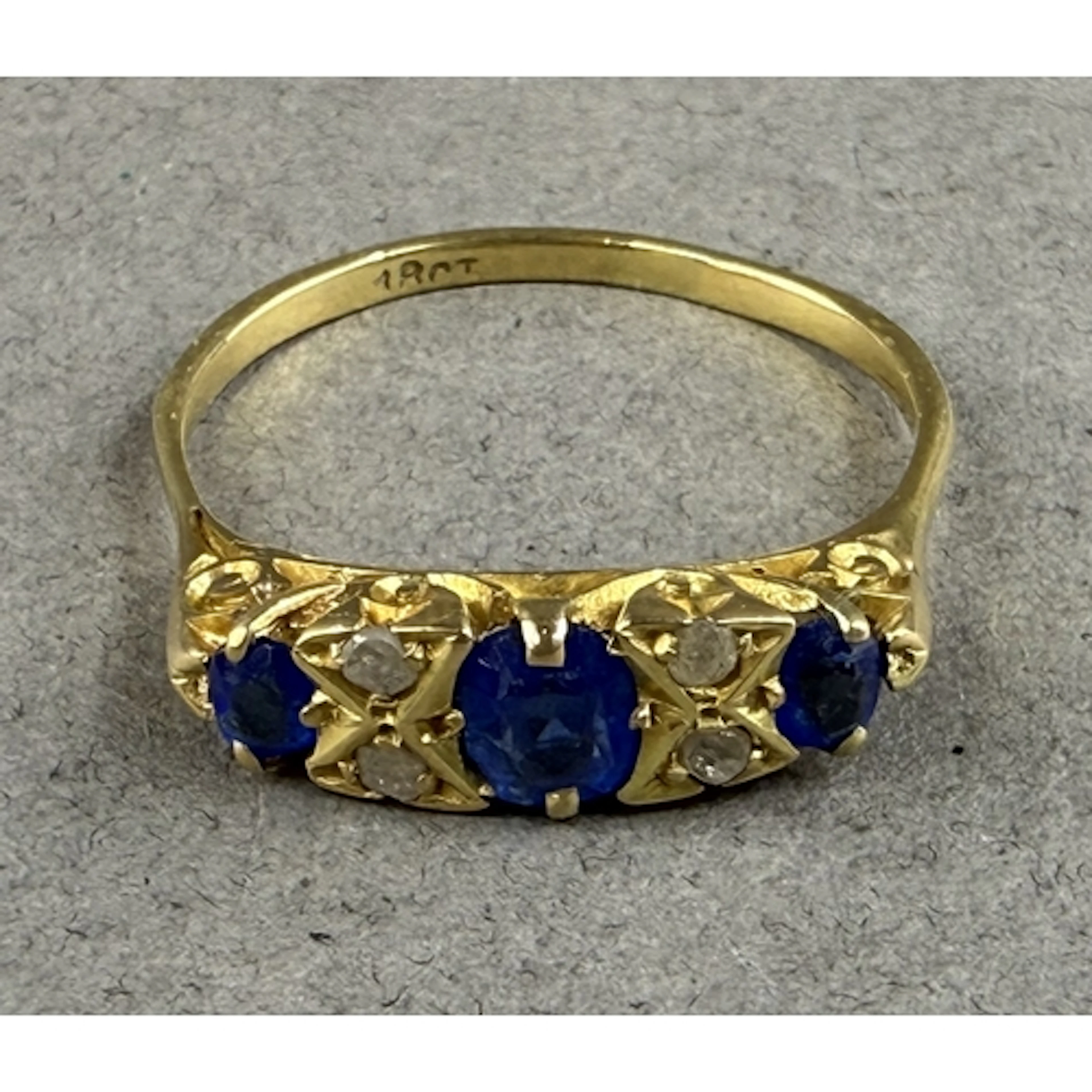 Jewellery- Edwardian 18ct gold Blue stone and rose cut diamo...