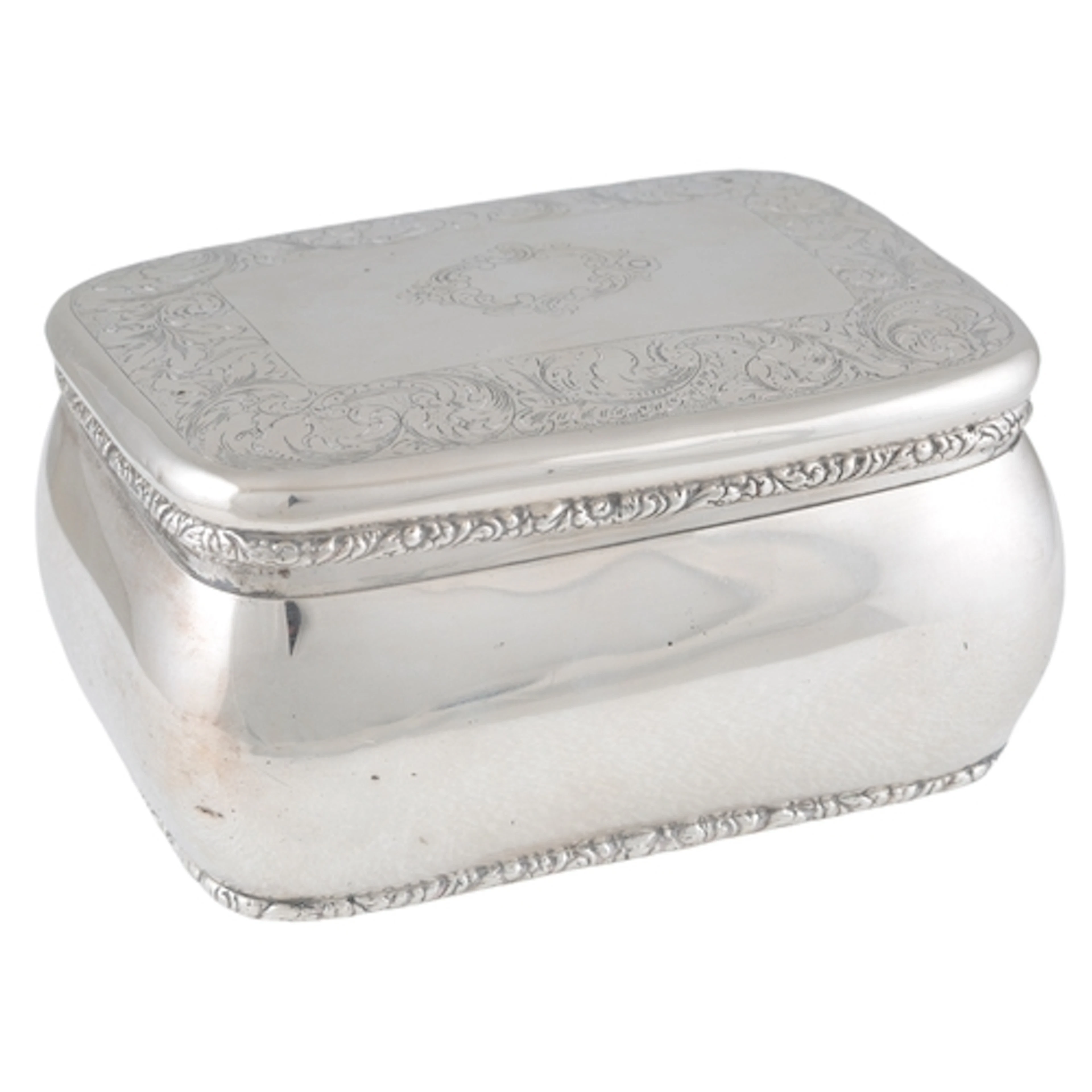 A mid 19th century Dutch 833 standard white metal sugar box,...