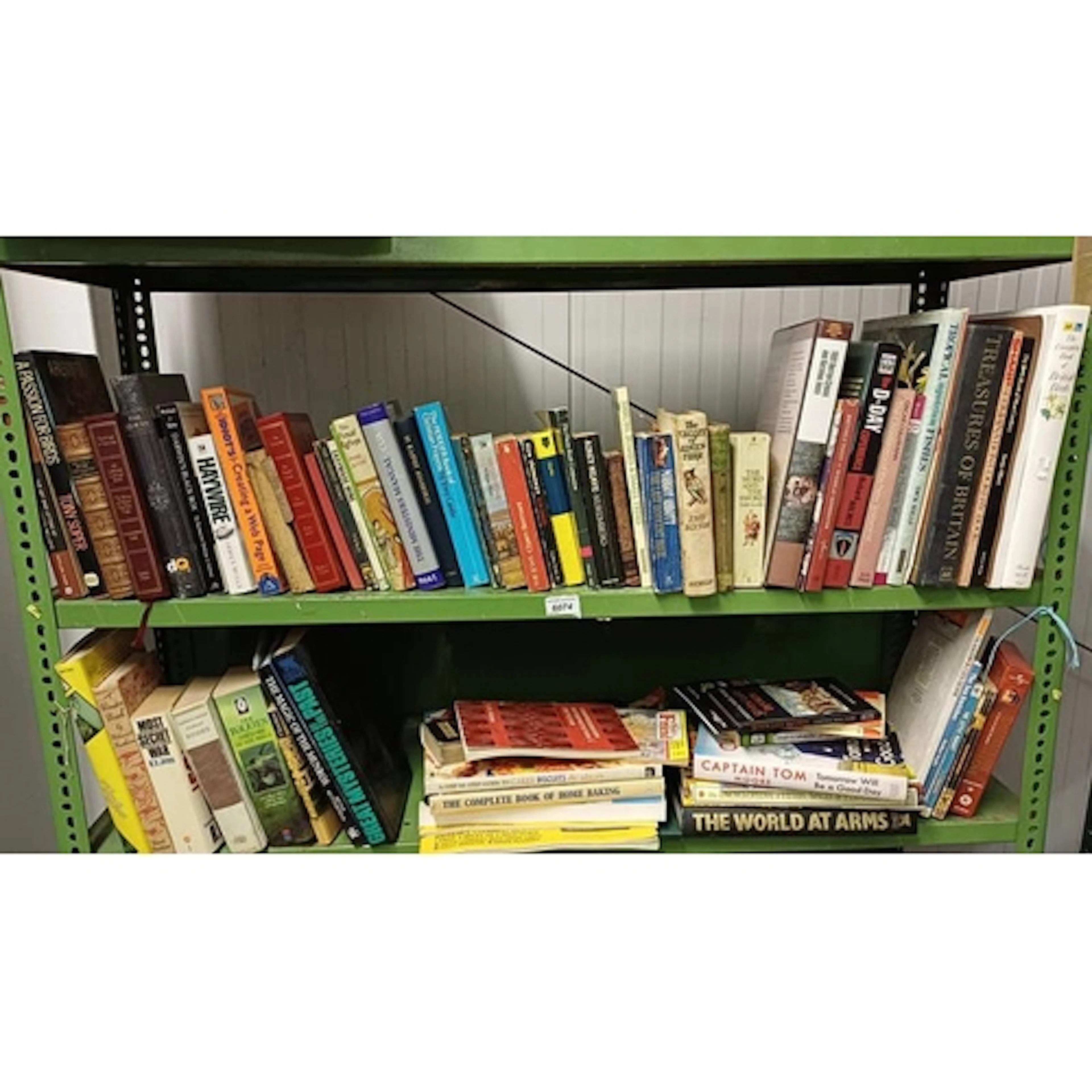 2 SHELVES OF PAPER & HARD BACK BOOKS TO INCLUDE TITLES SUCH ...
