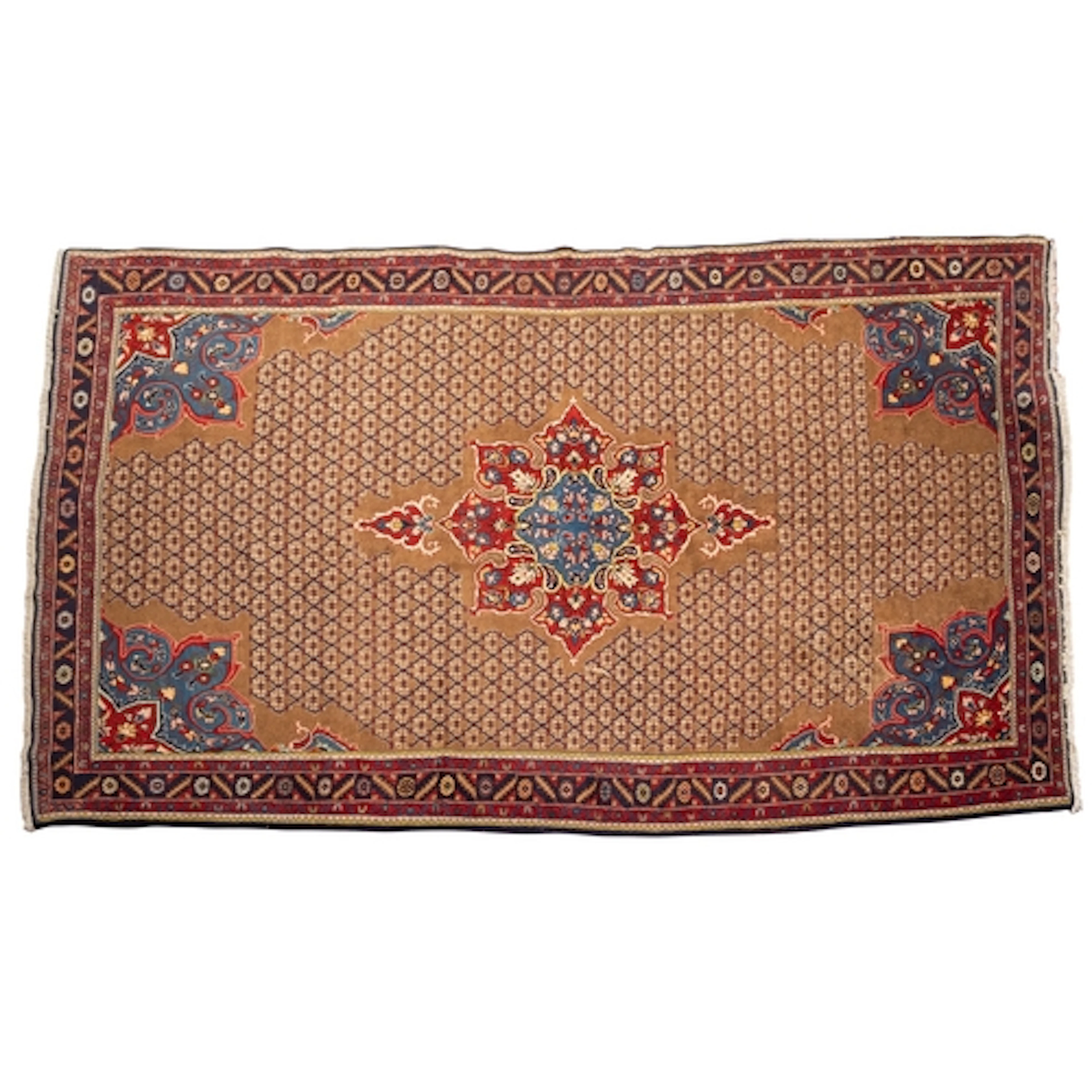A Bidjar carpet, the camel lattice field with a central red ...