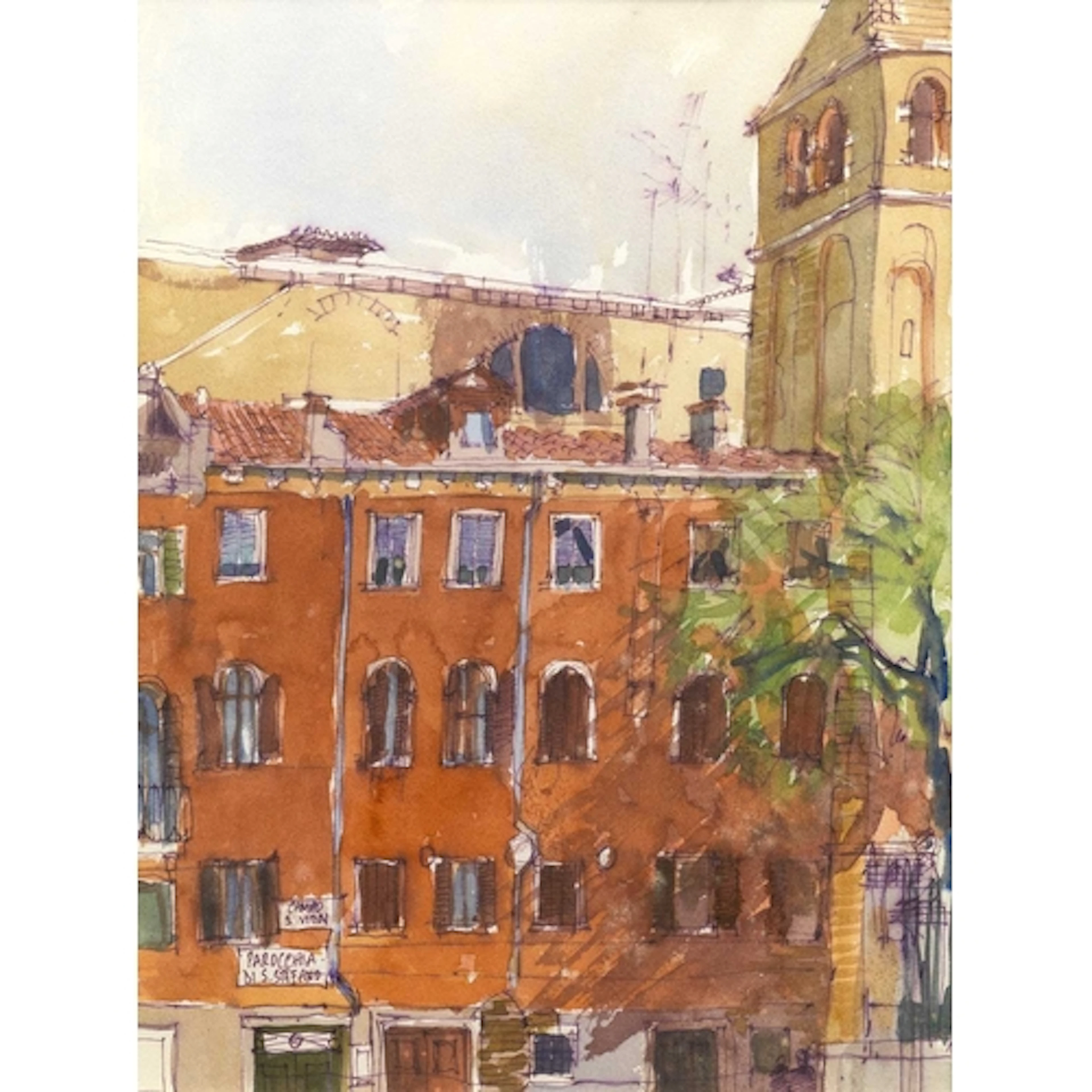 § John MILLER (1931-2002) Venice Gouache, pen & ink, stamp ...