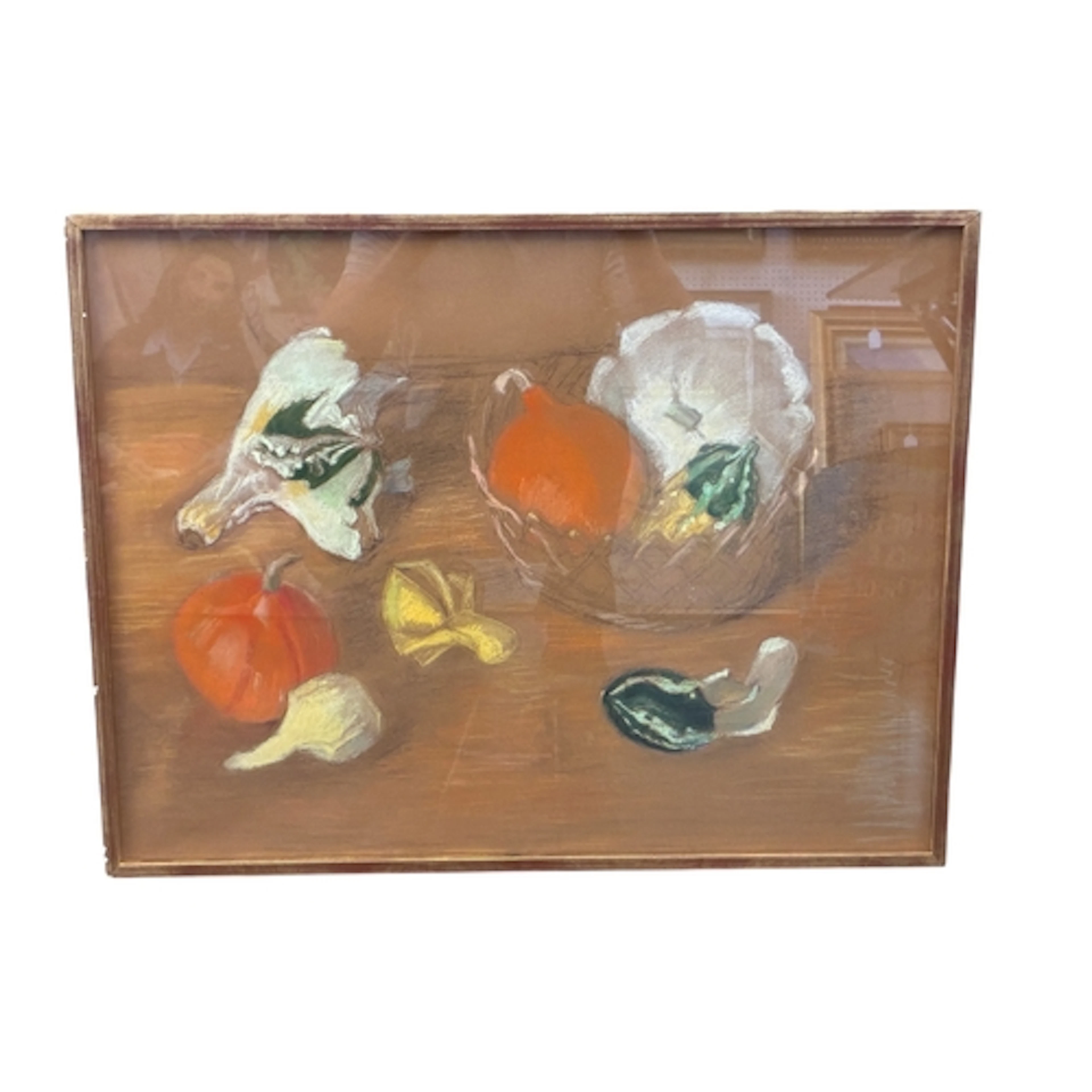 French School, 20th Century - Still life with pumpkins and g...
