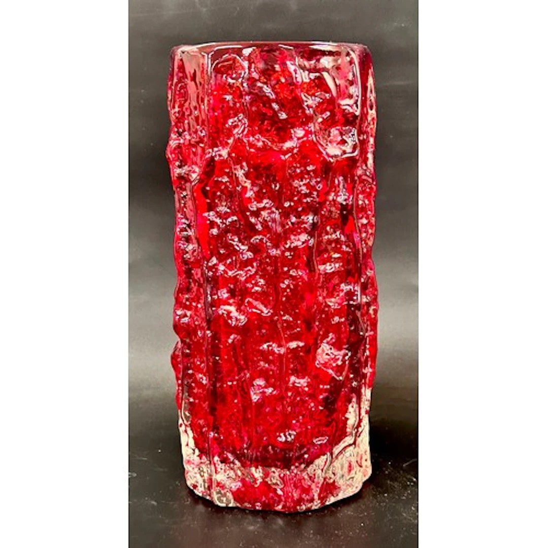 Geoffrey Baxter for Whitefriars; a textured glass Ruby Red B...