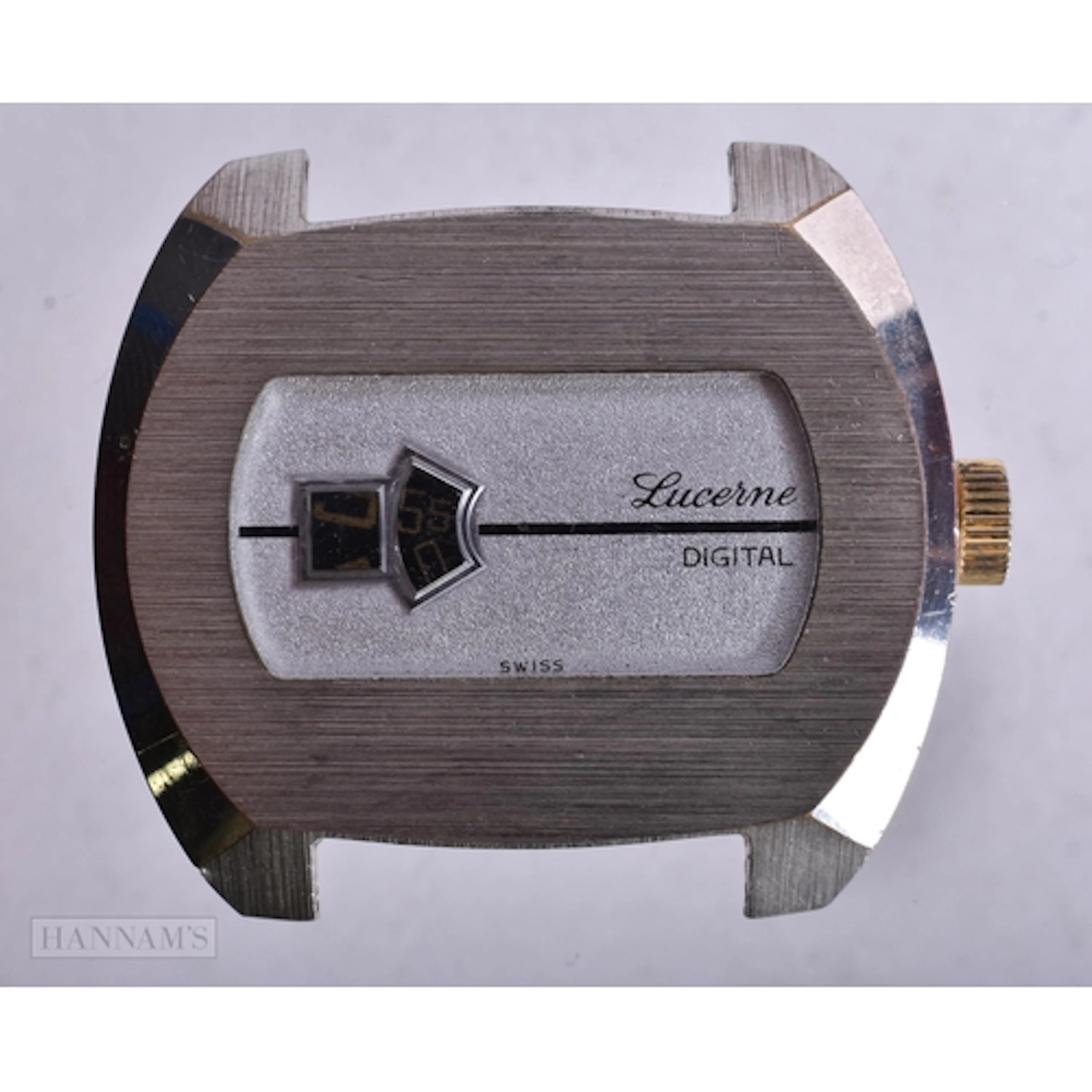 A LUCERNE DIGITAL WATCH. Running. 4.25 cm wide.