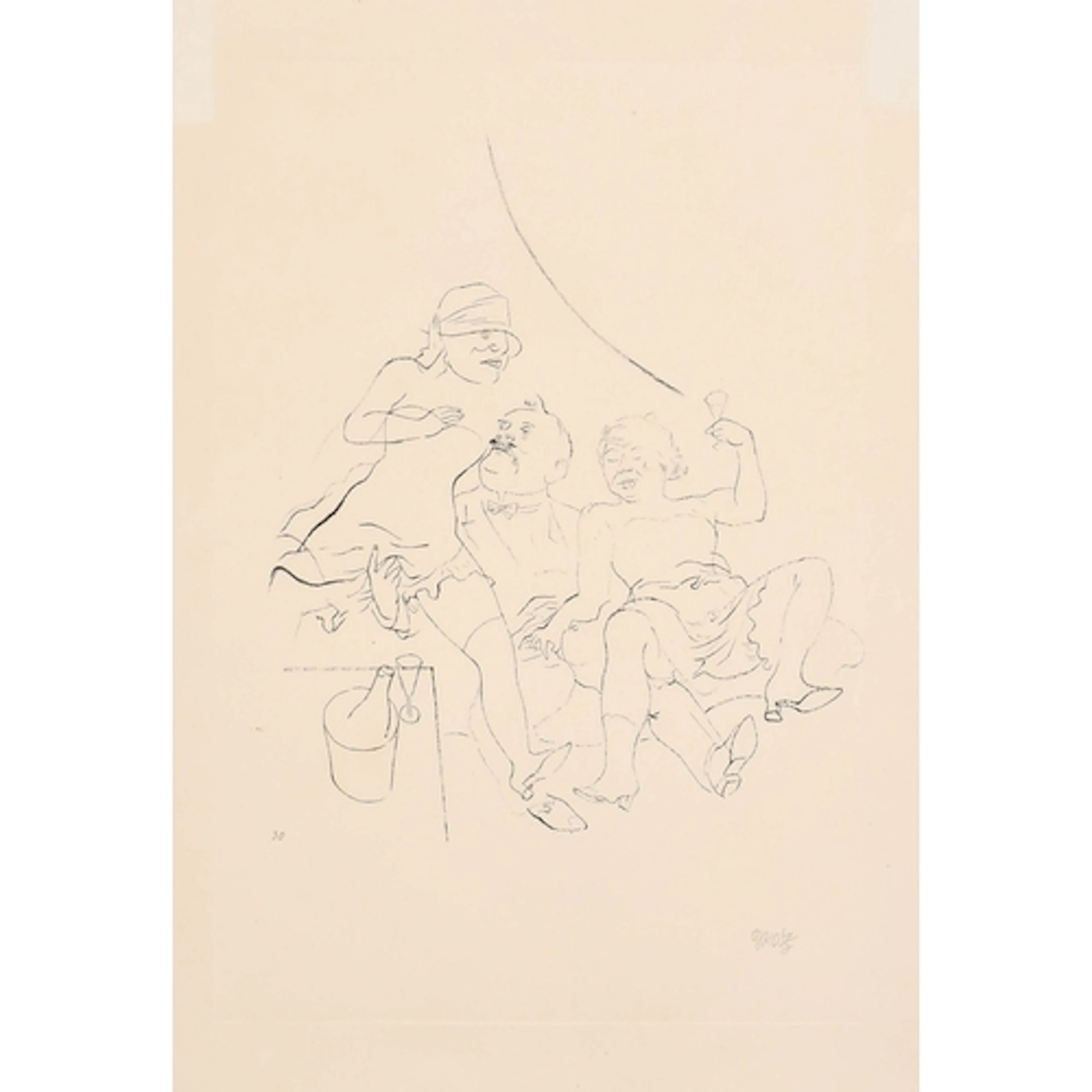 George Grosz (1893-1959) German. Ménage à Trois, Etching, Si...