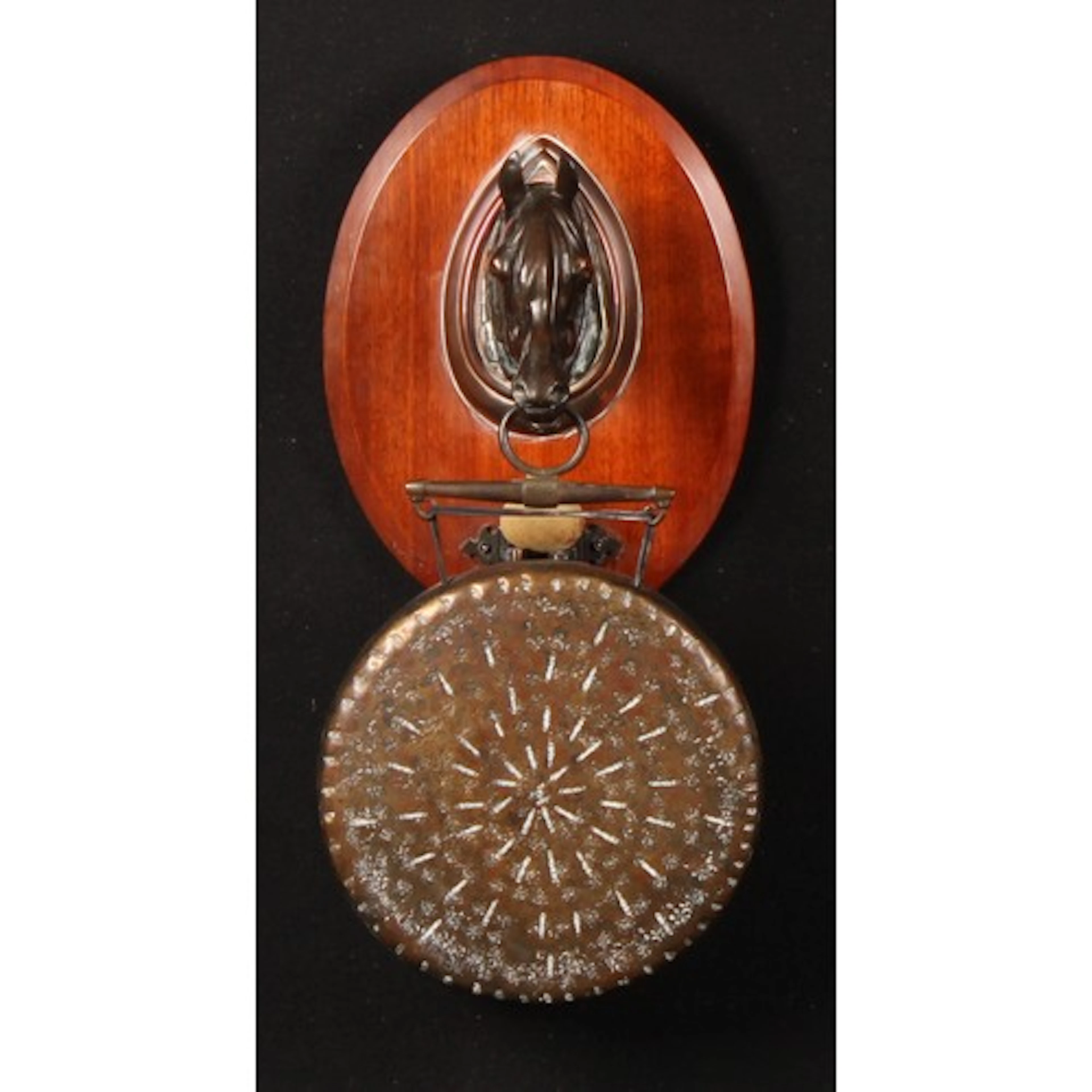 A Victorian novelty wall mounted bronzed metal and mahogany ...
