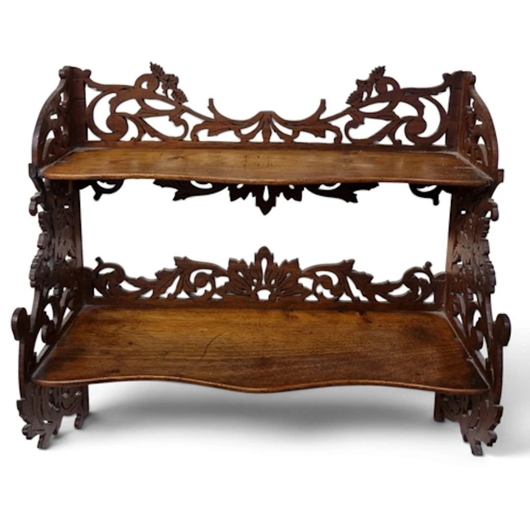 A good 19th Century two shelf Wall Mounted Unit with fretwor...