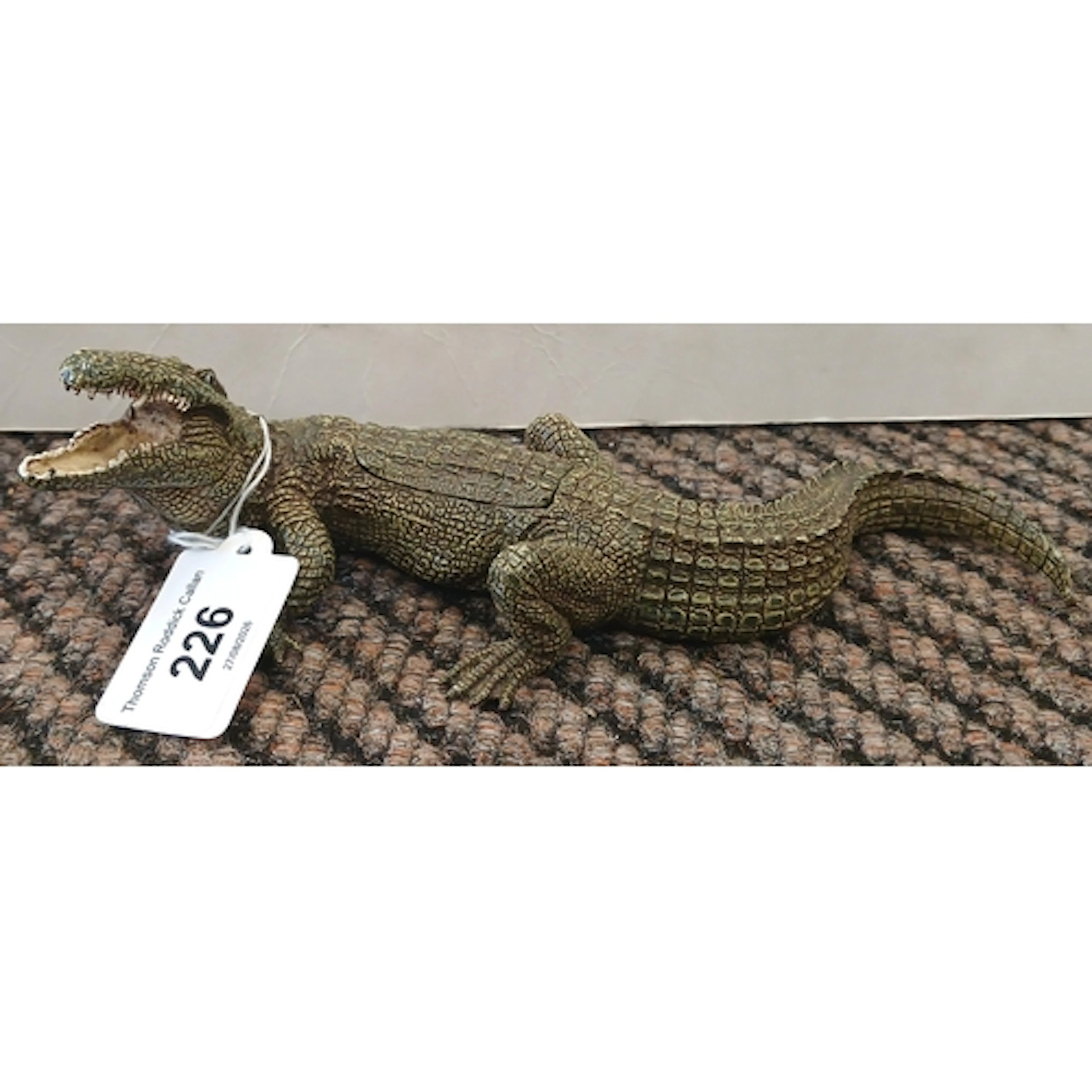 Metamorphic Franze Bergman crocodile, with bronze lady in st...