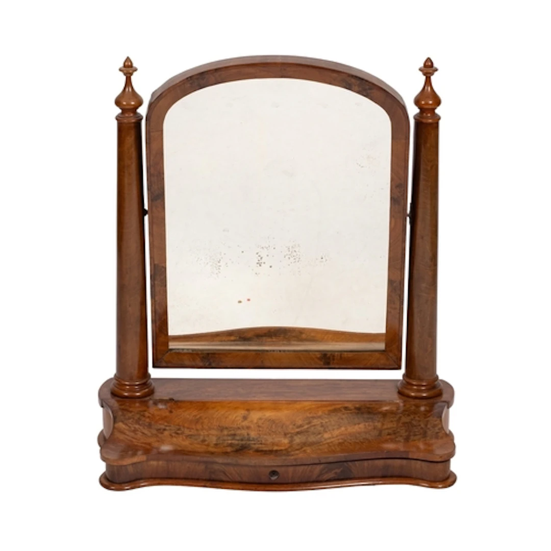 A Victorian mahogany dressing table mirror, circa 1875; the ...