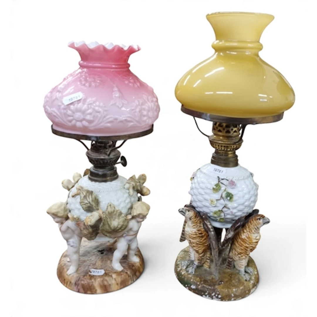 Two late 19th early 20th Century Oil Lamps converted. TB 37 ...