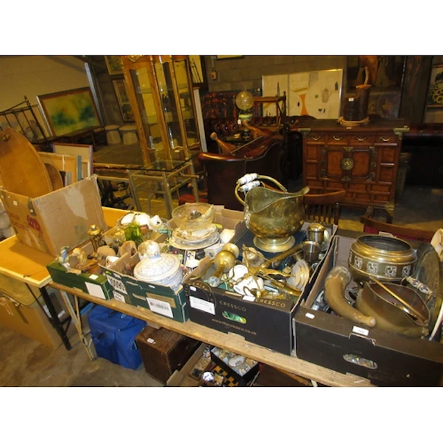 Four Boxes of Brasswares, Ceramics, Glass, McIntosh Patrick ...