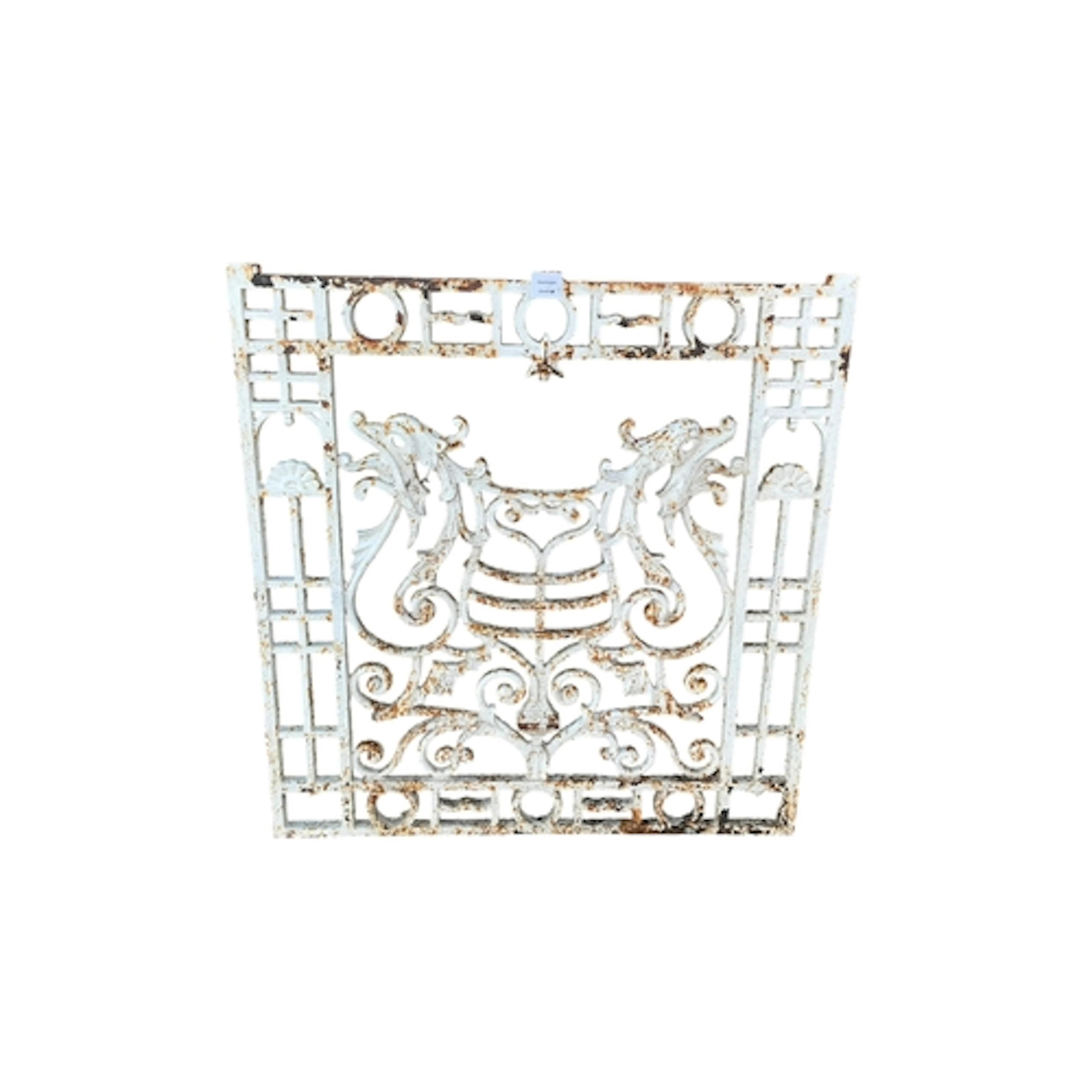 A Victorian white painted cast iron gate, from Brighton pier...