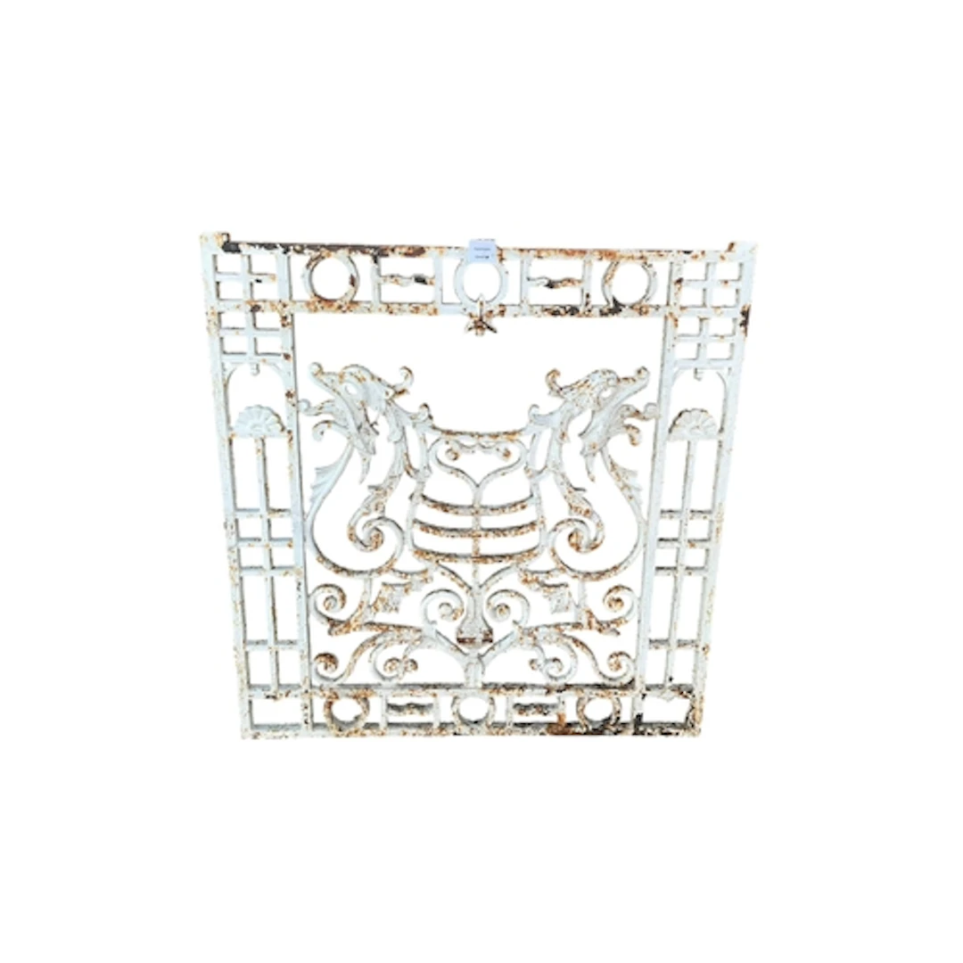 A Victorian white painted cast iron gate, from Brighton pier...