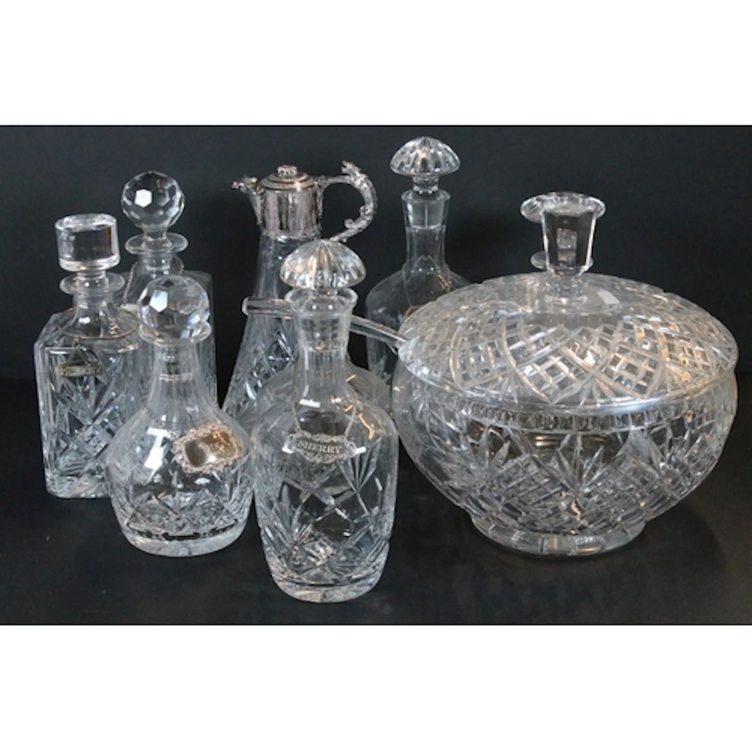 Collection of antique and later glassware, to comprise silve...
