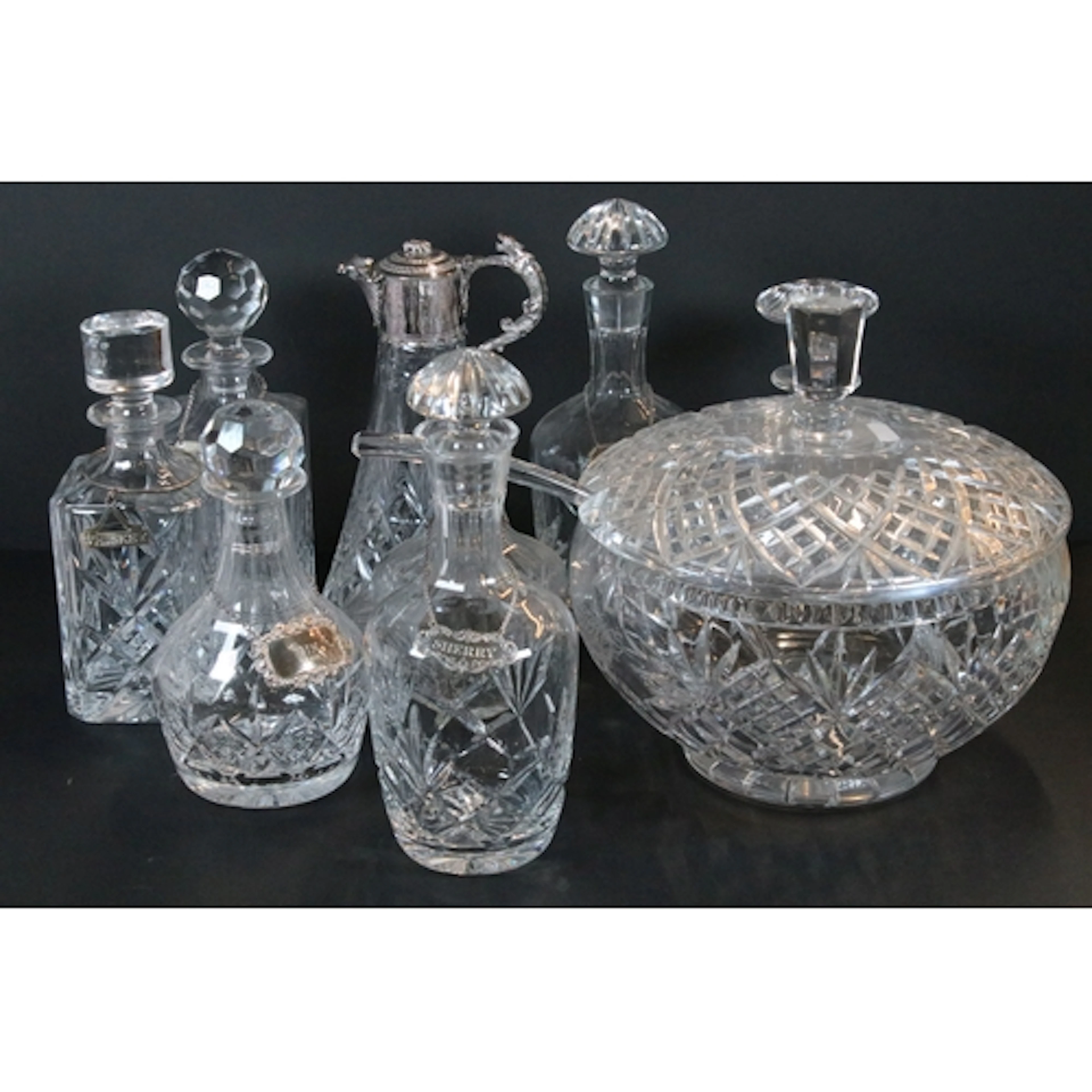 Collection of antique and later glassware, to comprise silve...