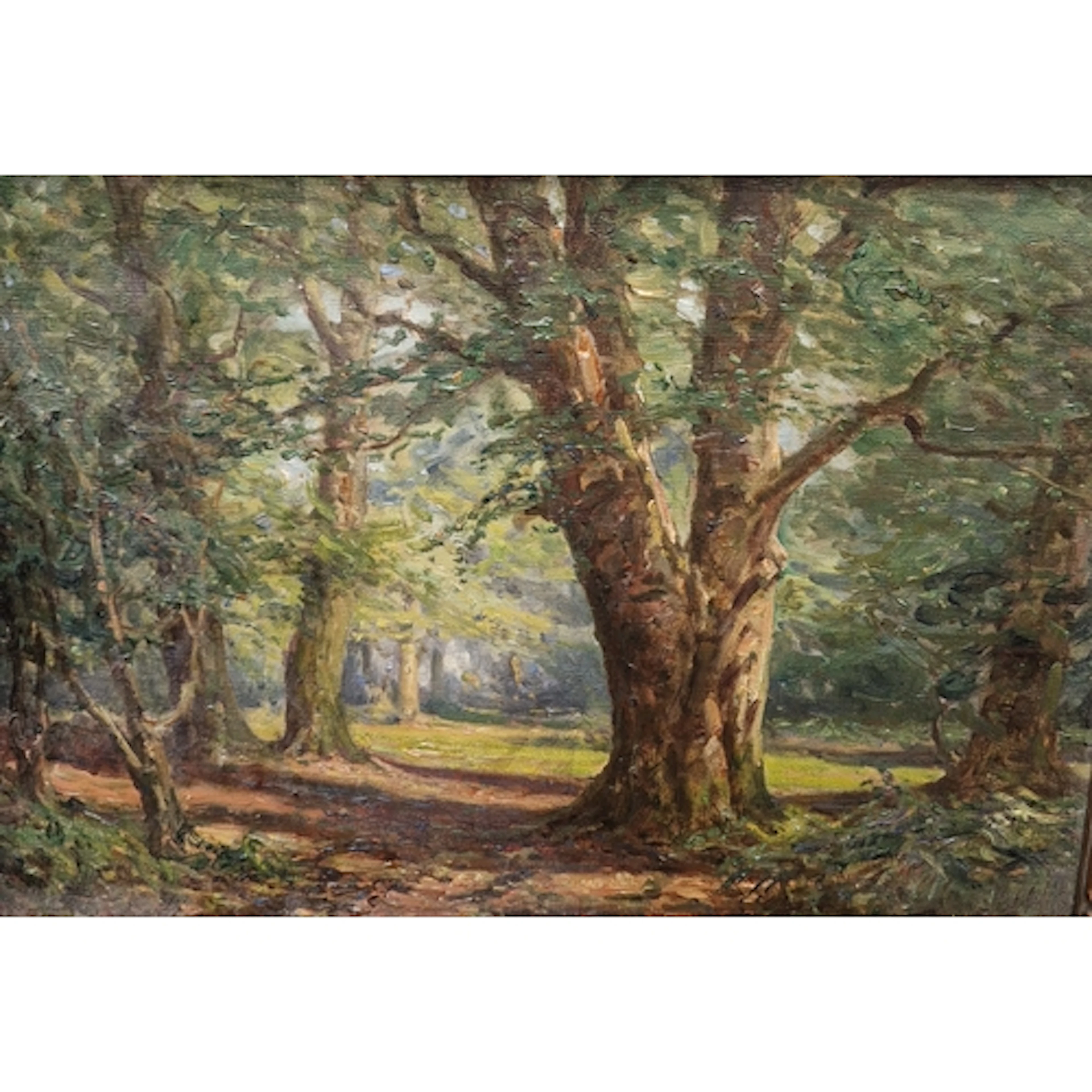 FREDERICK GOLDEN SHORT. Forest scene with trees, signed, oi...
