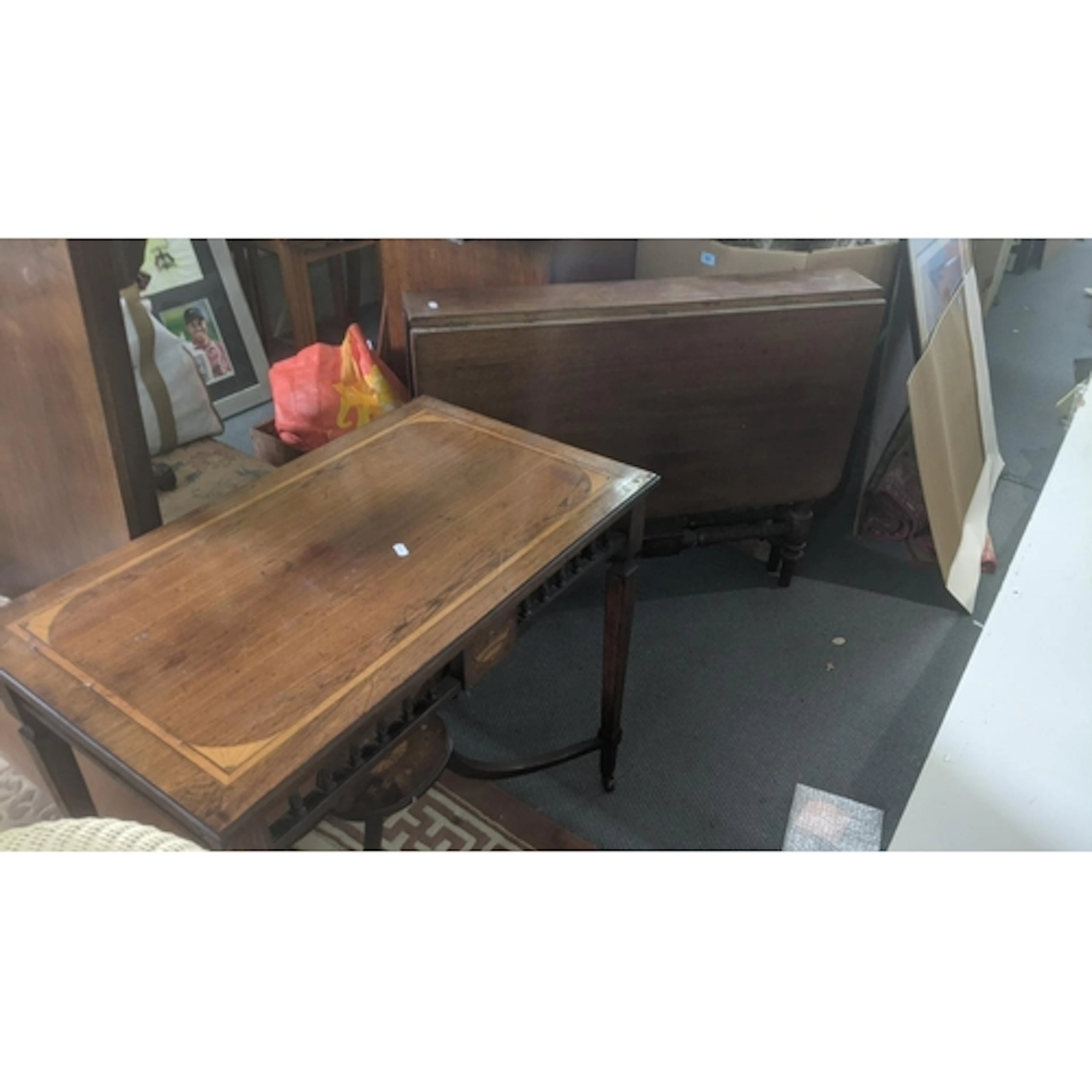 Furniture to include an Edwardian rosewood side table having...