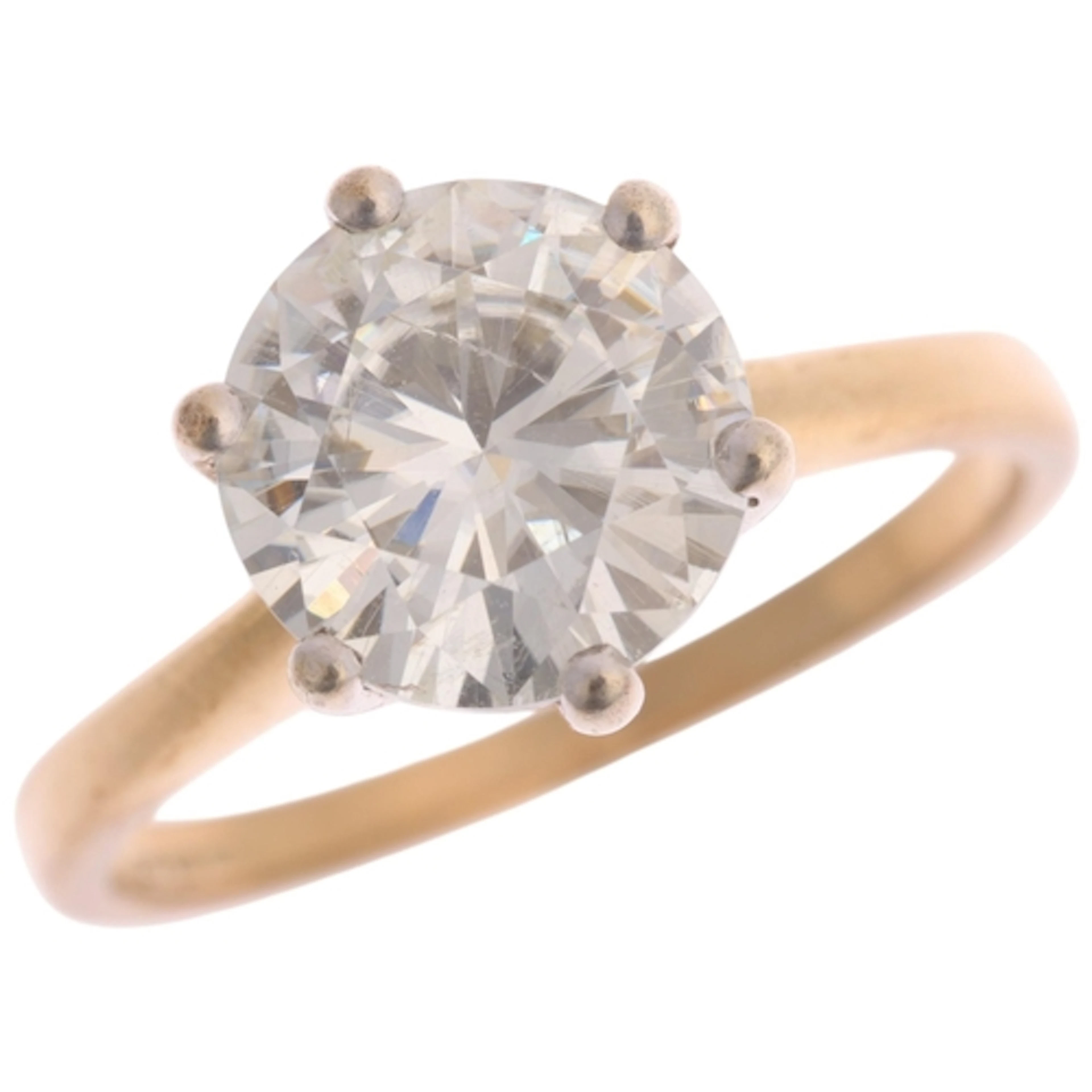 A 9ct gold single stone moissanite ring, maker HAZ, retailed...