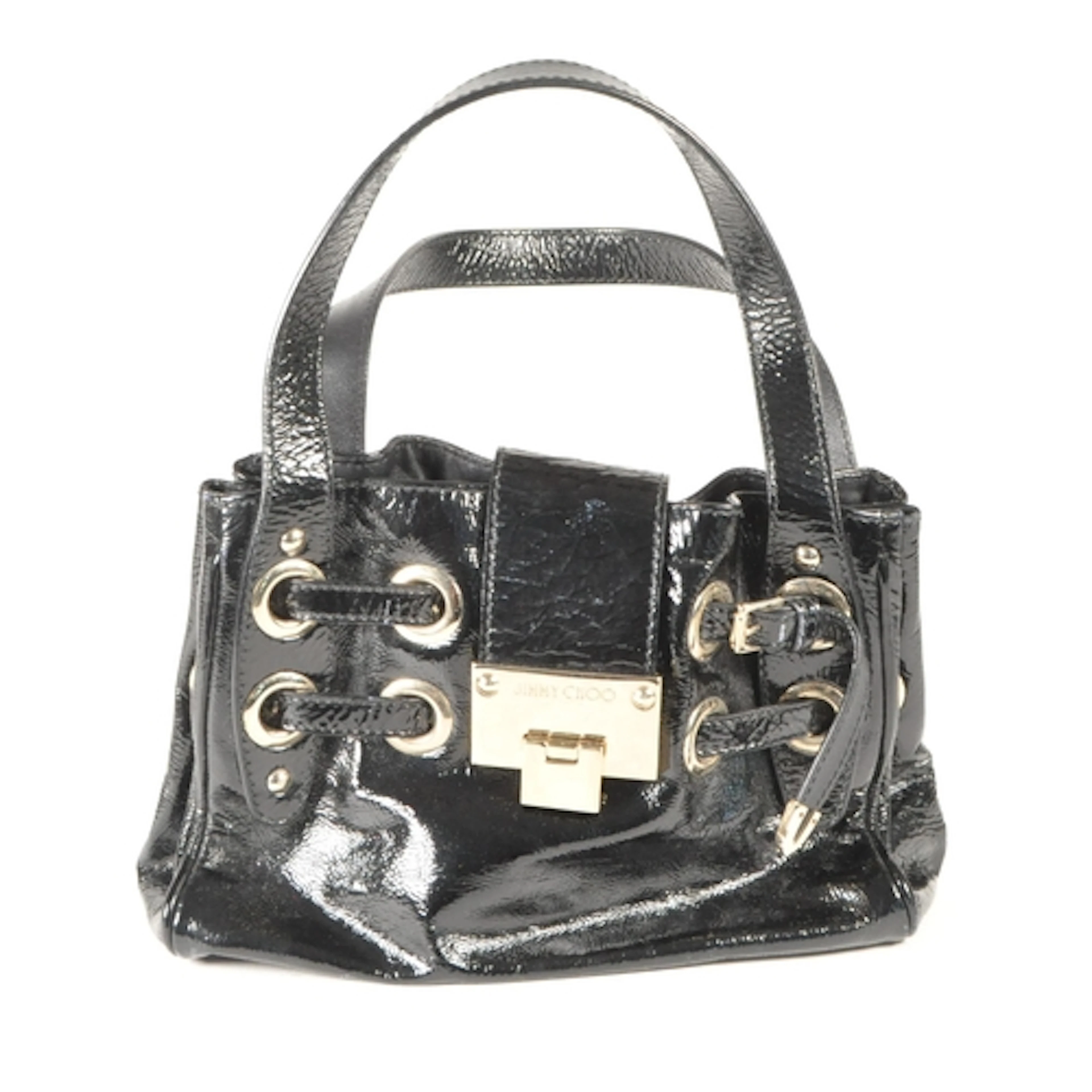 Jimmy Choo - Vintage designer black leather hand bag / two s...