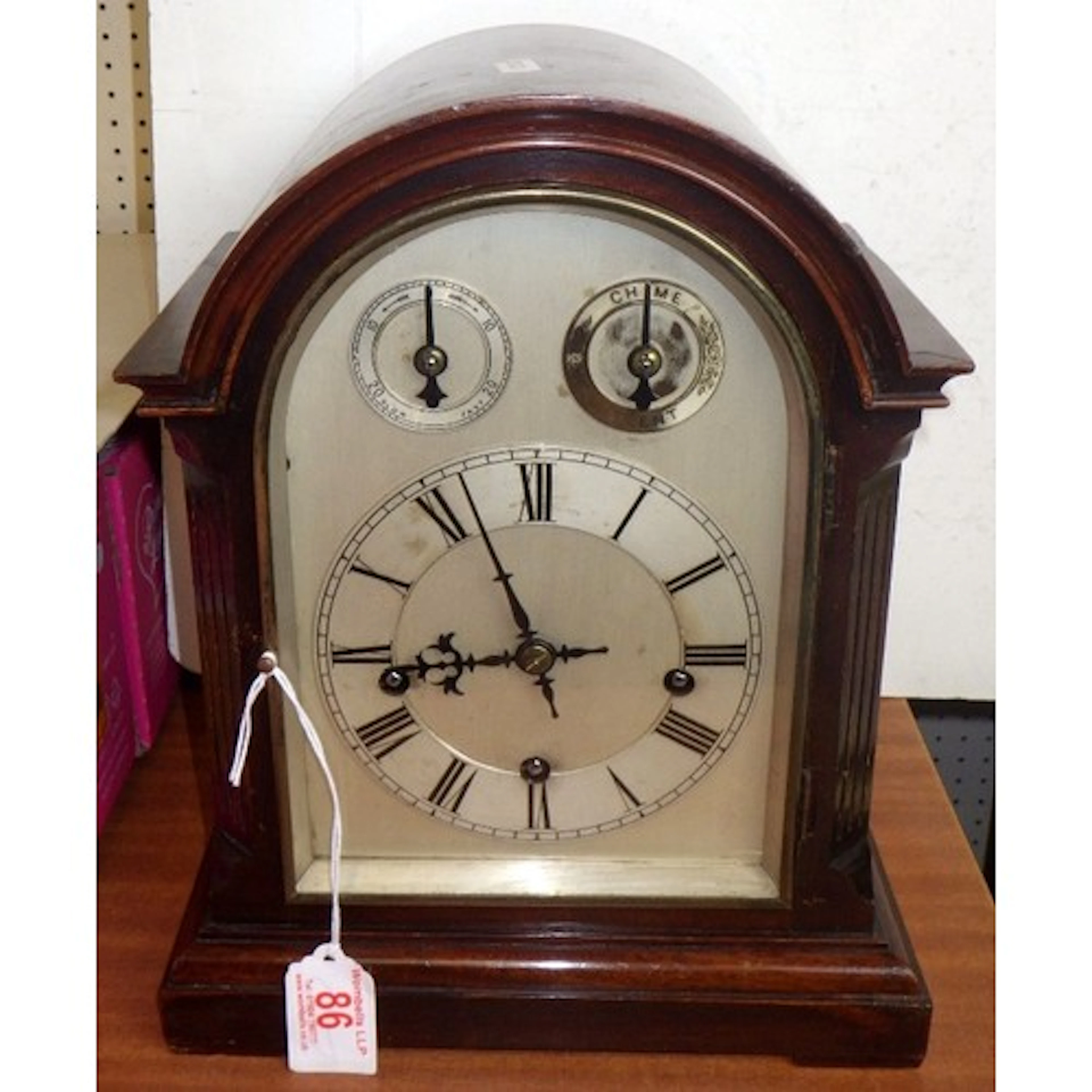An Edwardian mahogany cased Westminster chime bracket clock