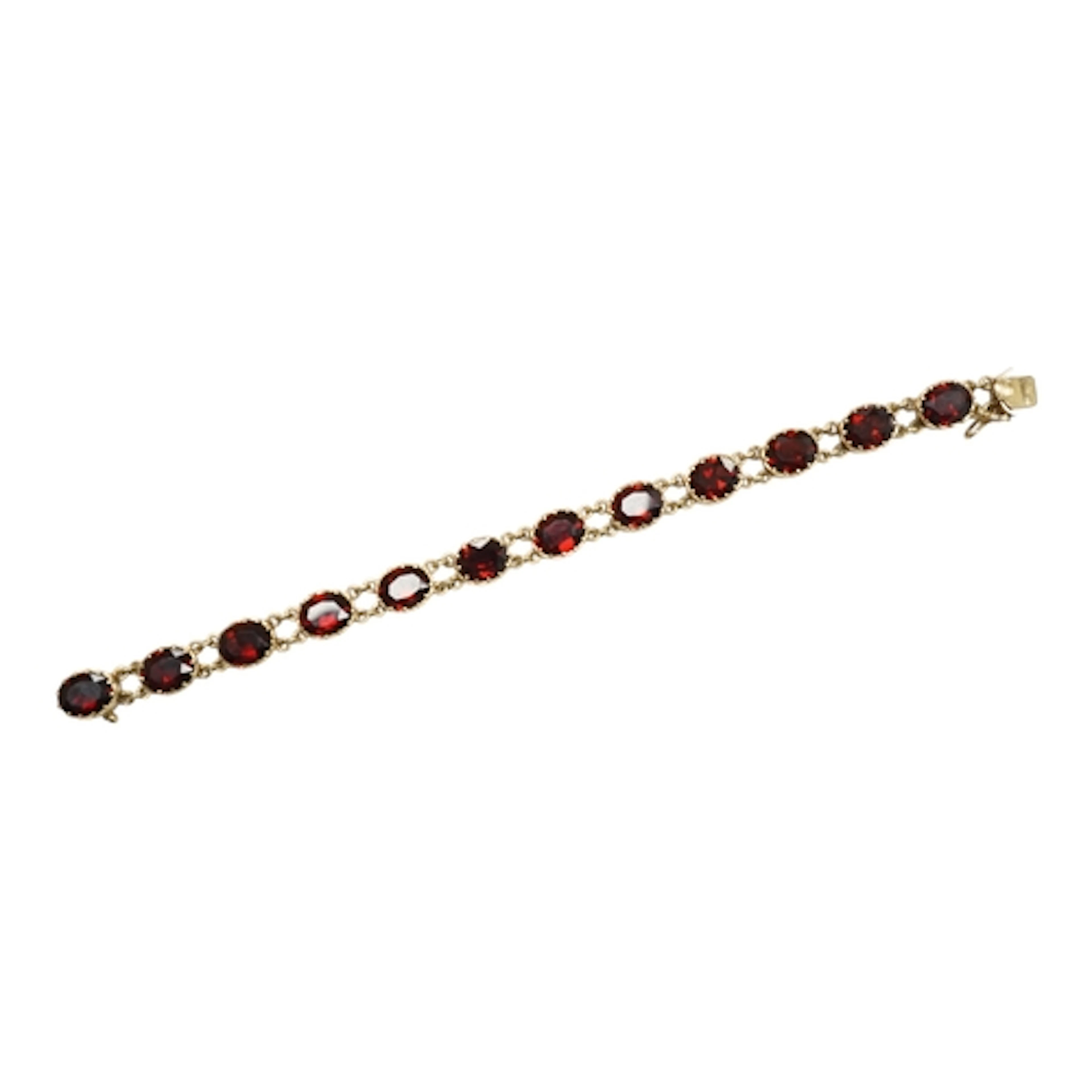 A late 20th century Victorian style 9ct gold and twelve ston...