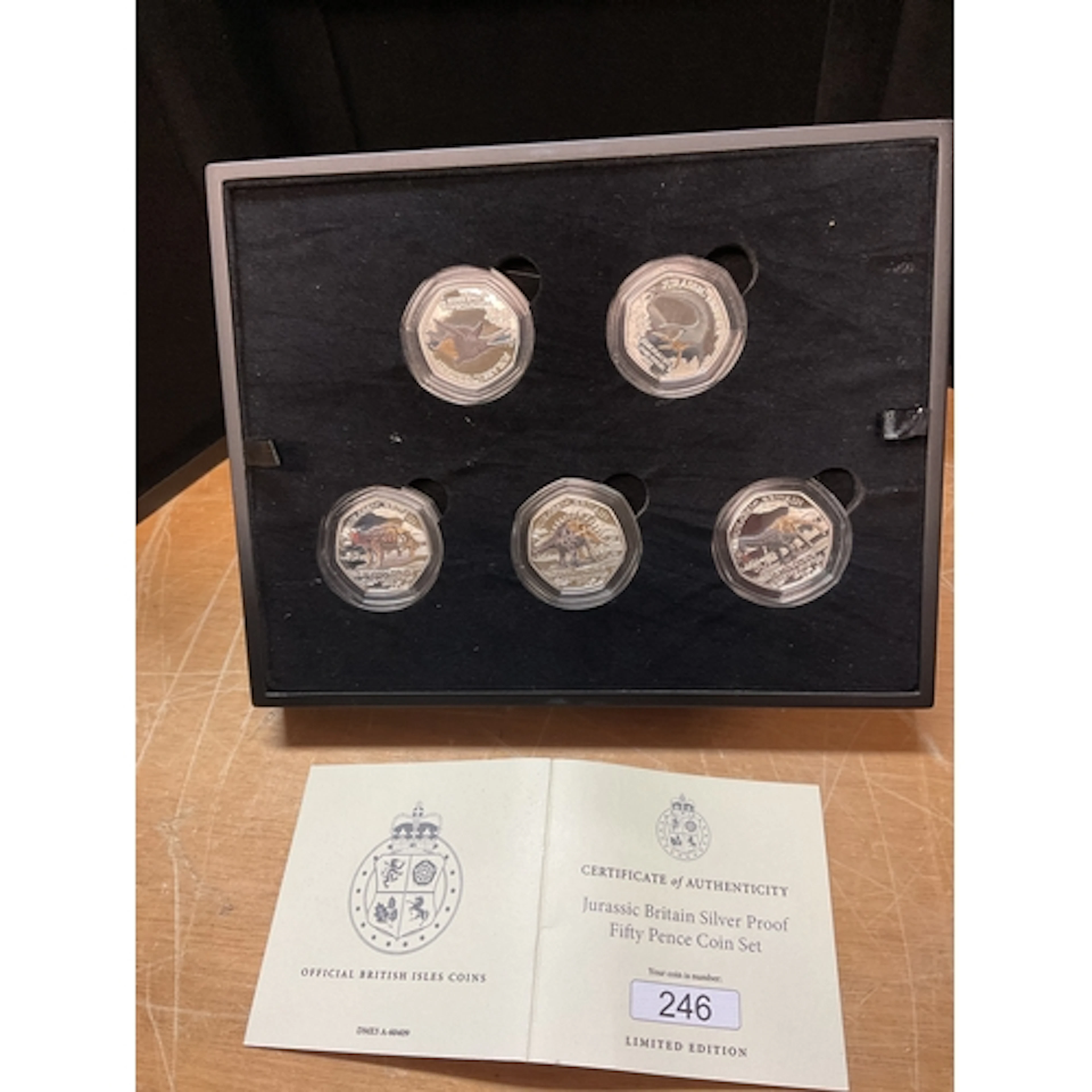 Jurassic Britain silver proof 50p coin set.
