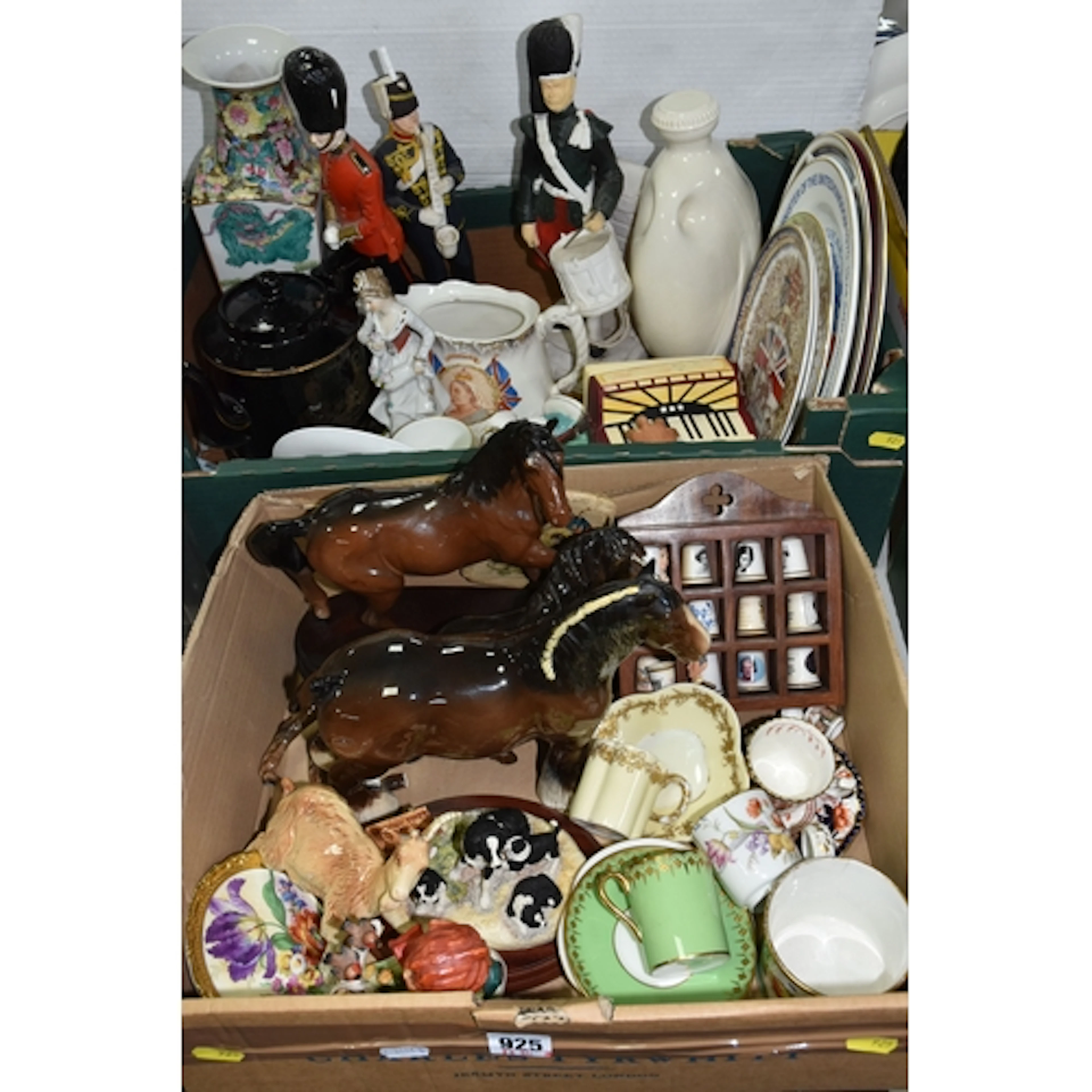 TWO BOXES OF CERAMICS MOSTLY GIFTWARE, to include Beswick sc...