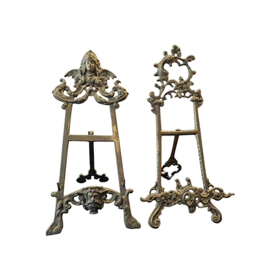 A collection of two vintage 20th century brass Rococo style ...