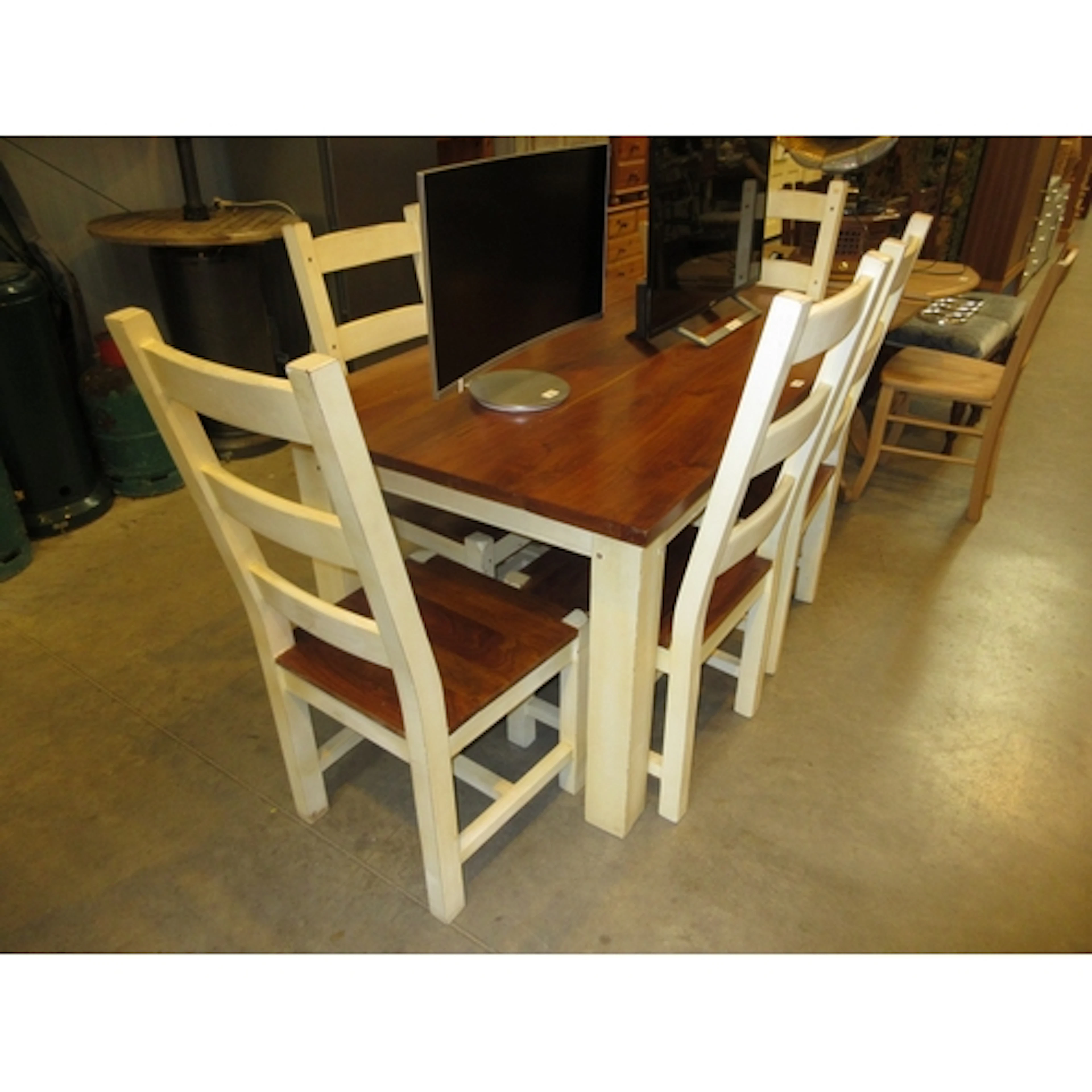 Shabby Chic Dining Table with 6 Chairs, table 150x190cm