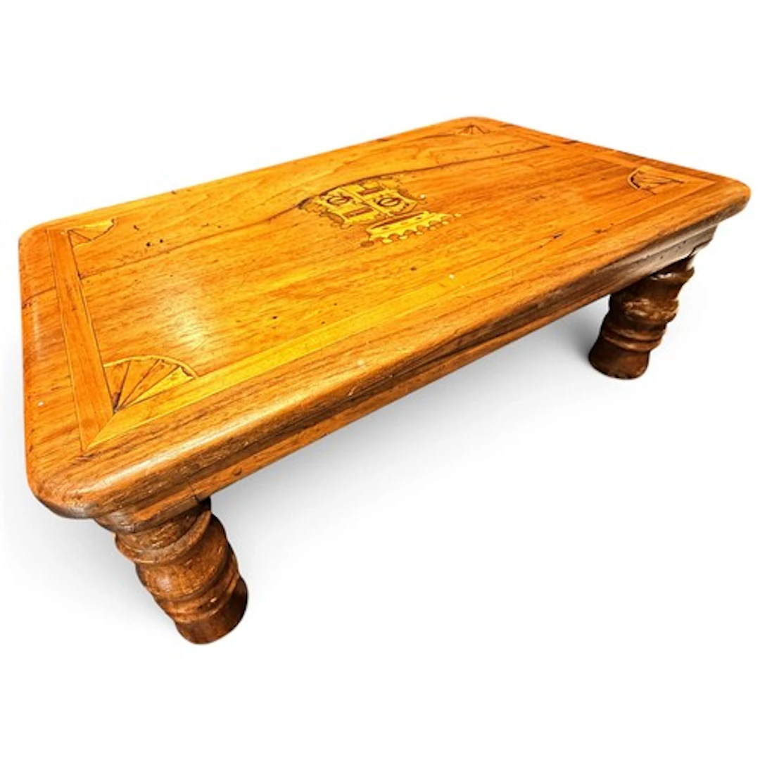 A small late 18th century walnut footstool, the top with rou...