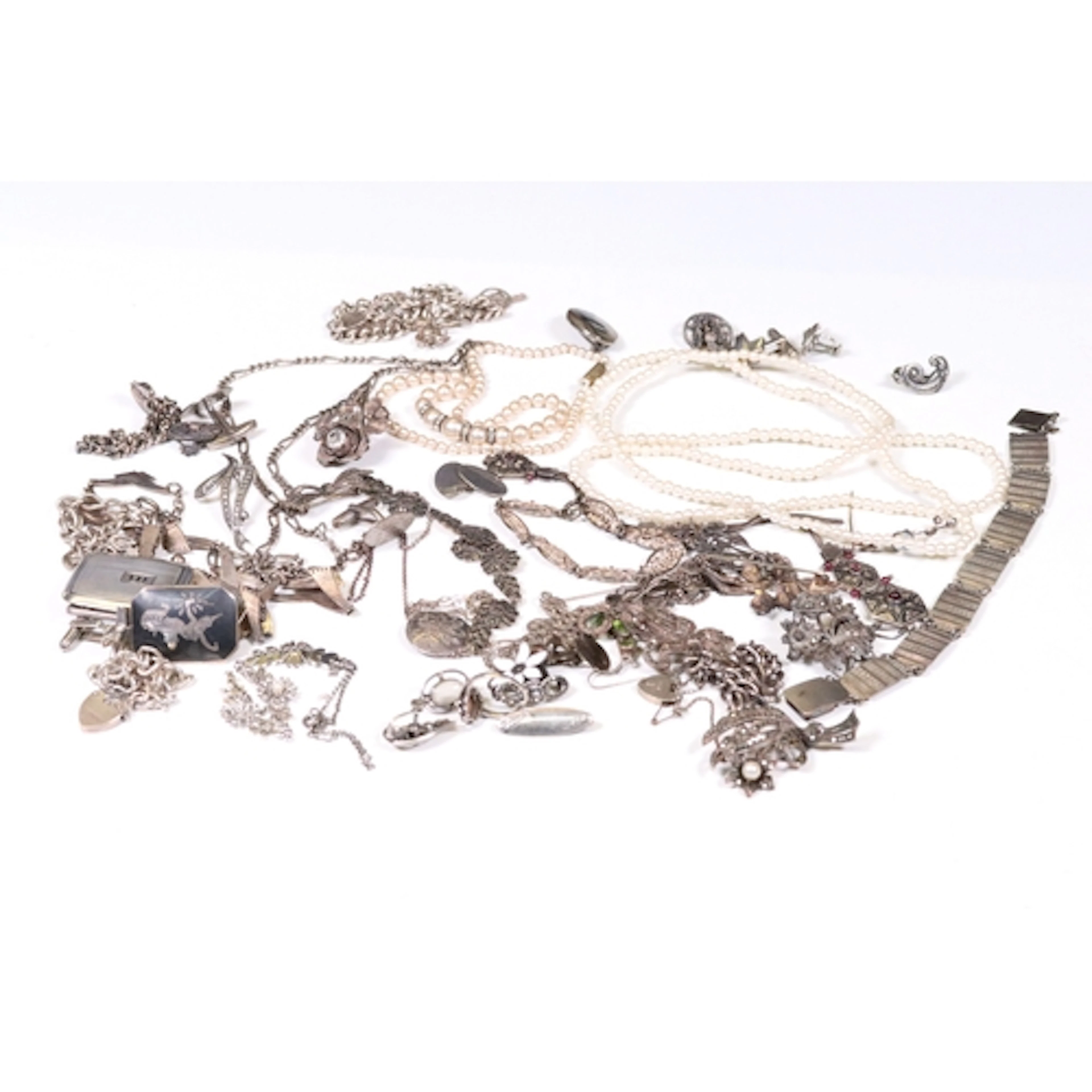 Collection of mainly sterling silver jewellery and other ite...