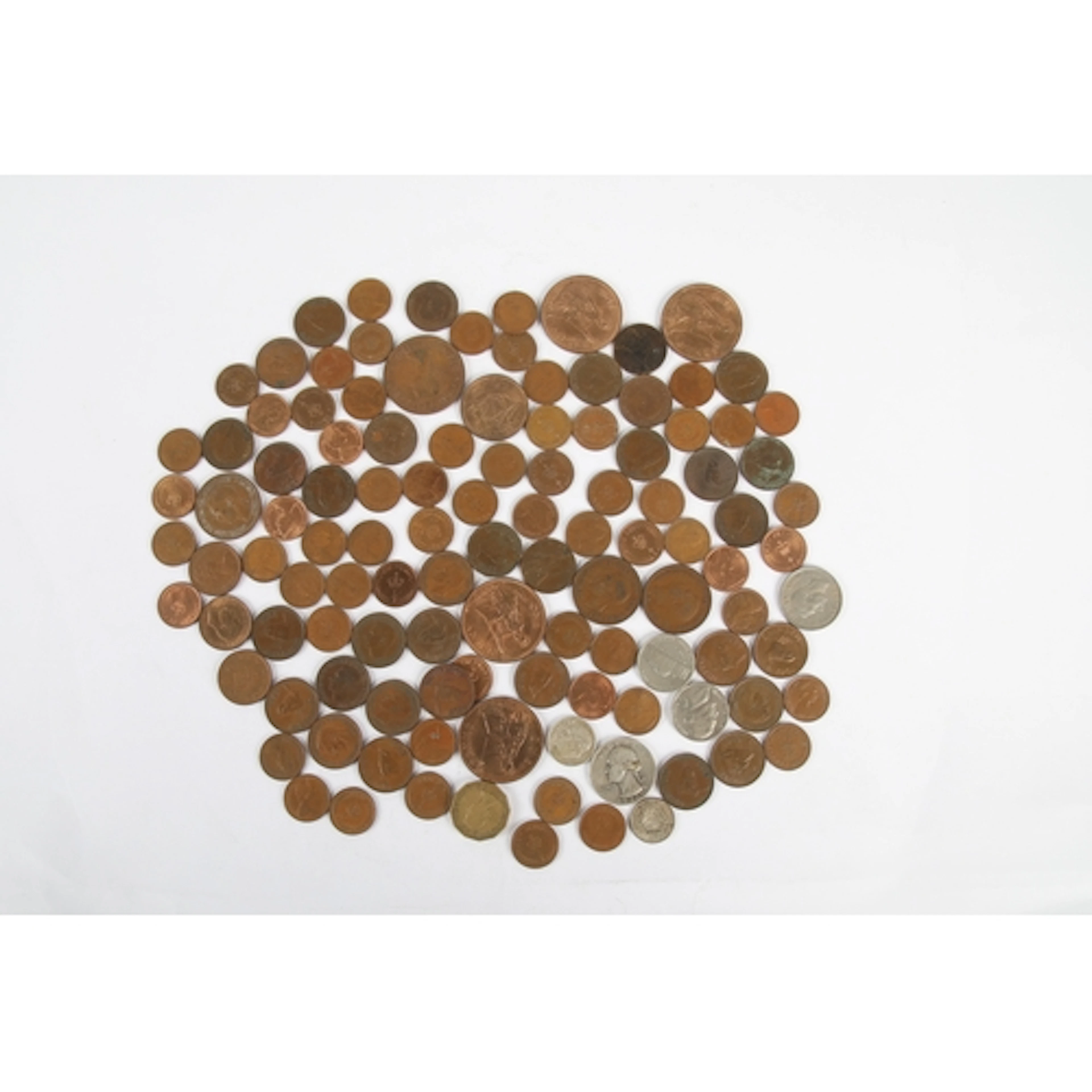 Collection of coins to include farthings, US coins, bronze c...