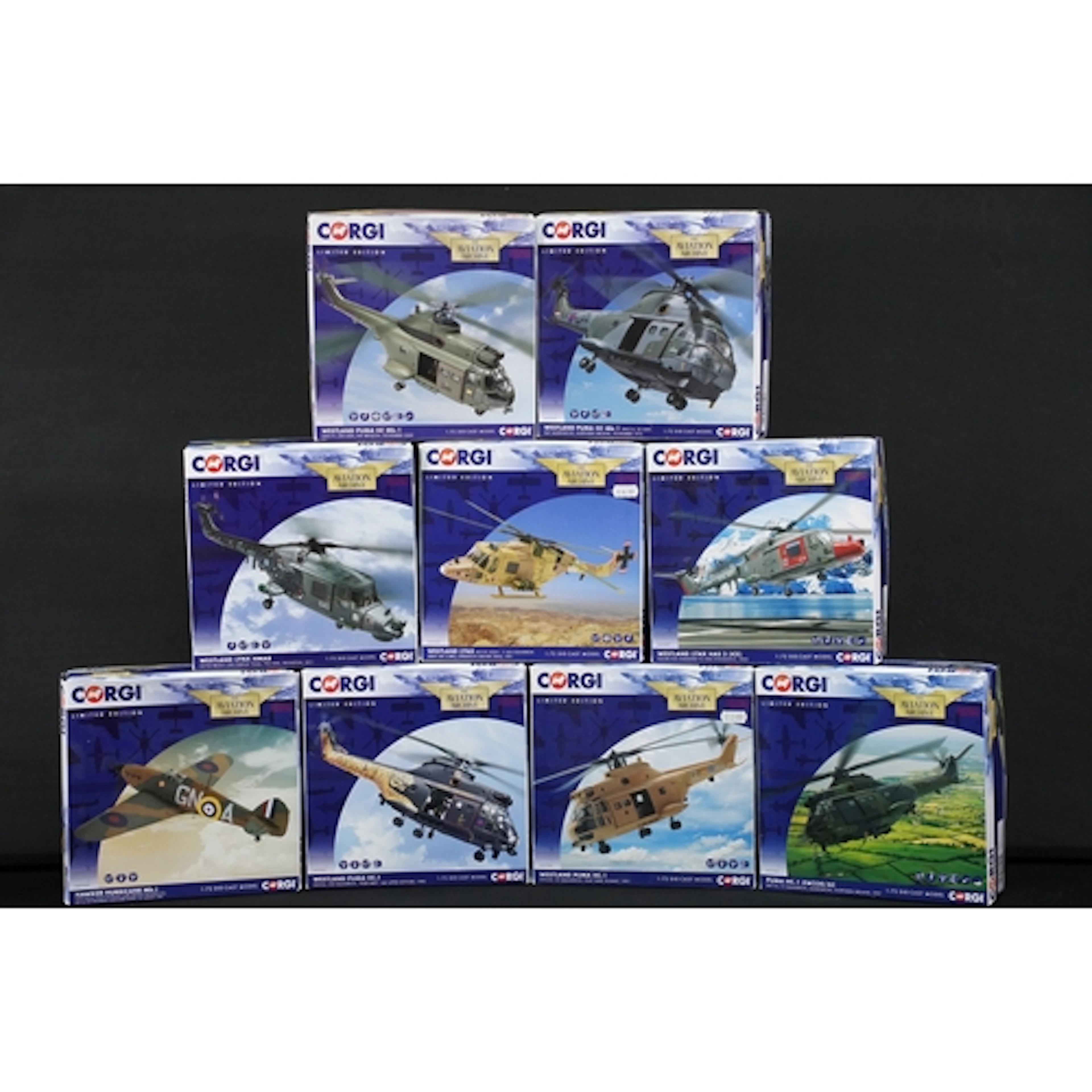 Nine boxed 1/72 ltd edn Corgi Aviation Archive diecast model...