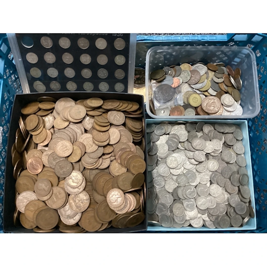 Large Collection Of GB And World Coinage, includes a George ...