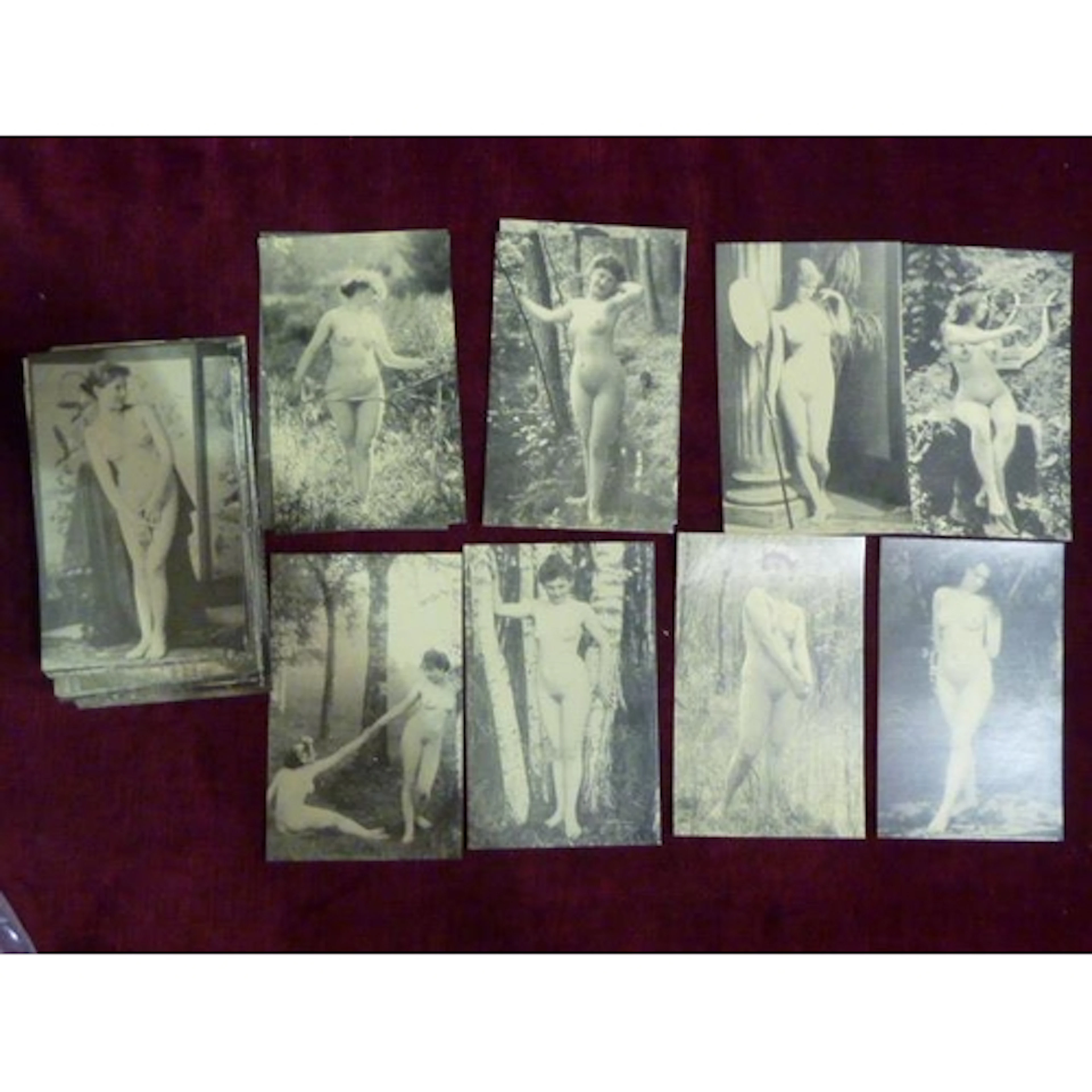 Ninety-three reproduction French erotic 'naturist' postcards...