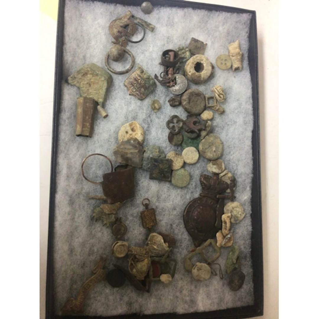 Two cases containing metal detectors finds including ancient...