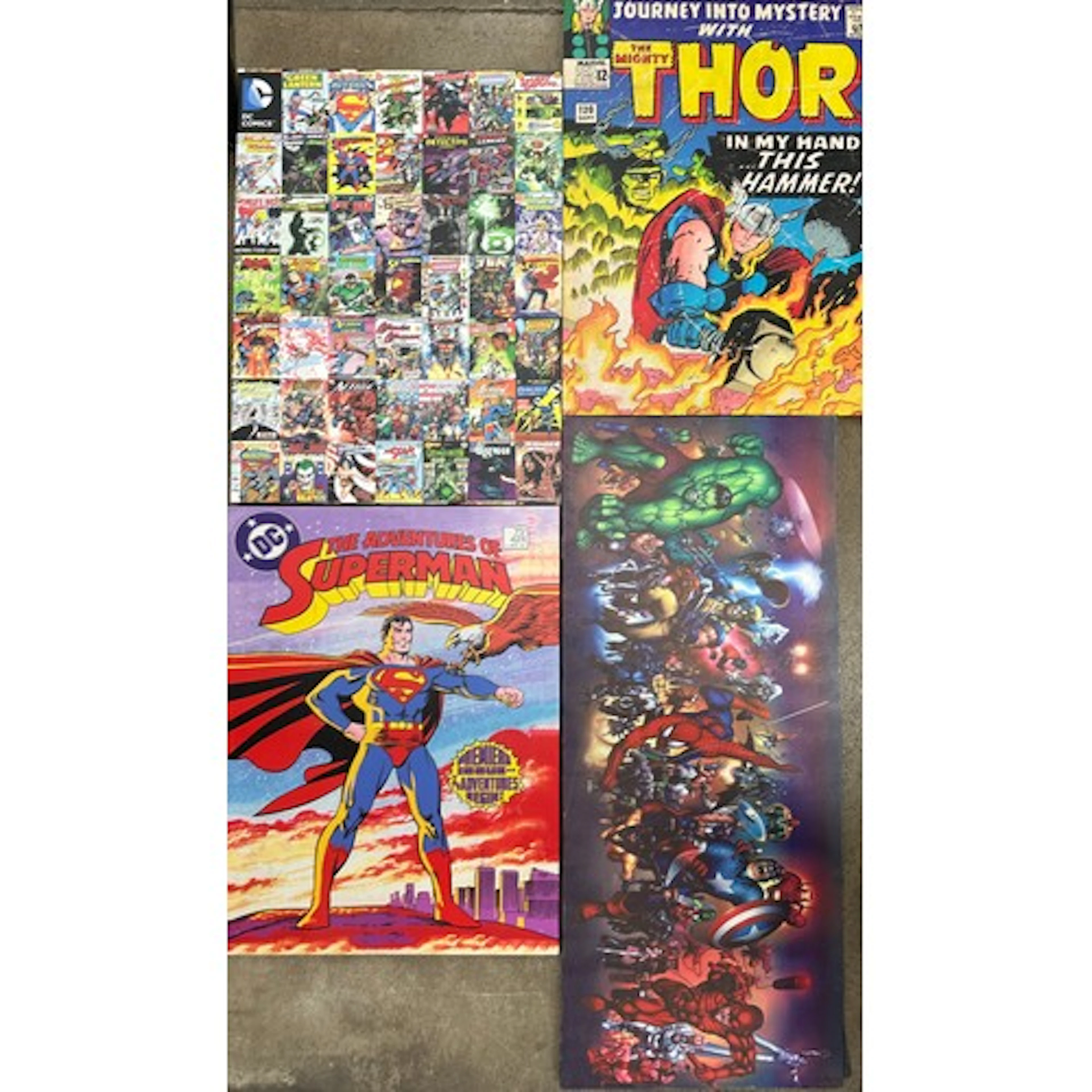 Four DC and Marvel canvasses, 80cm x 60cm *NOT FOR POSTING A...