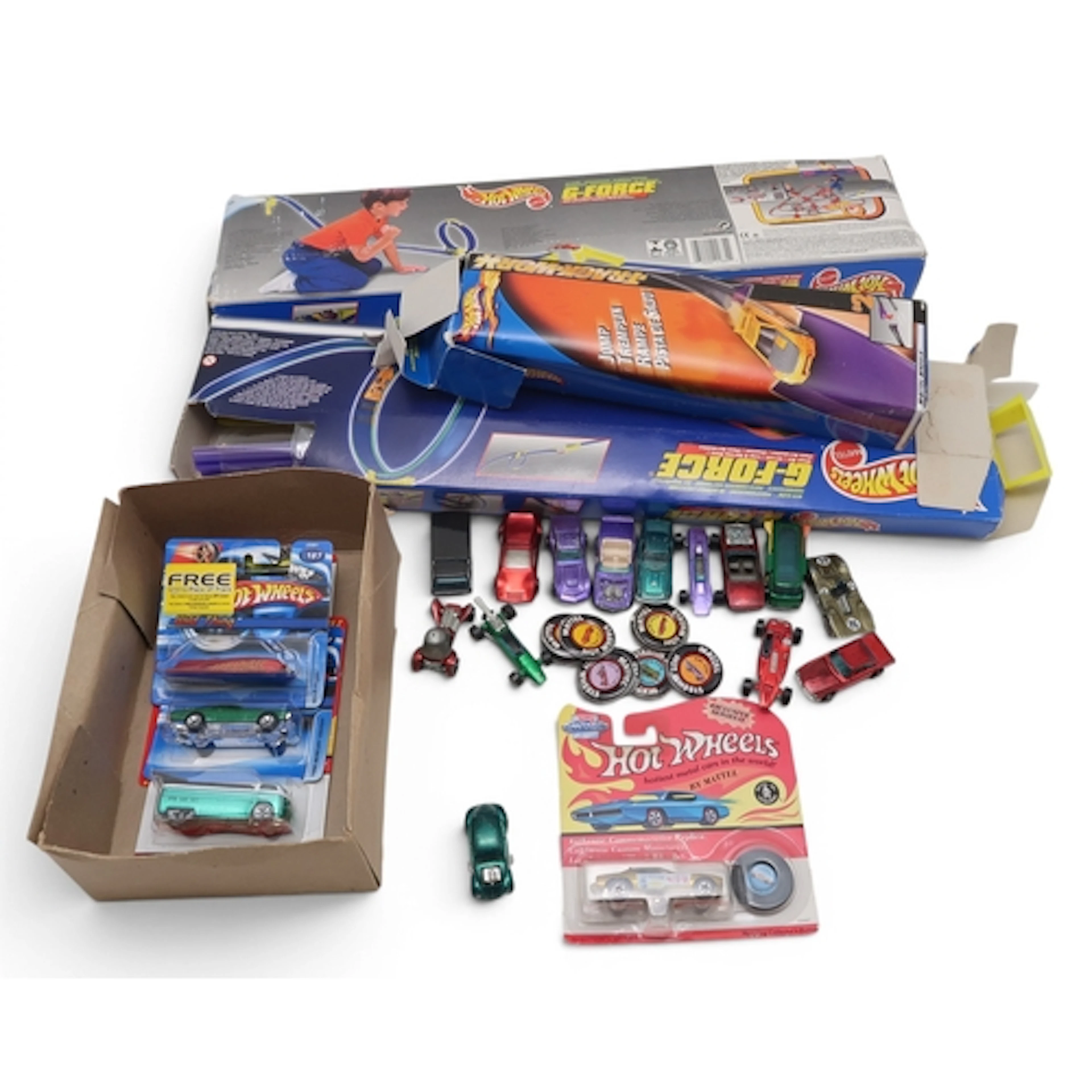 A collection of Hot Wheels model vehicles, including a rare ...