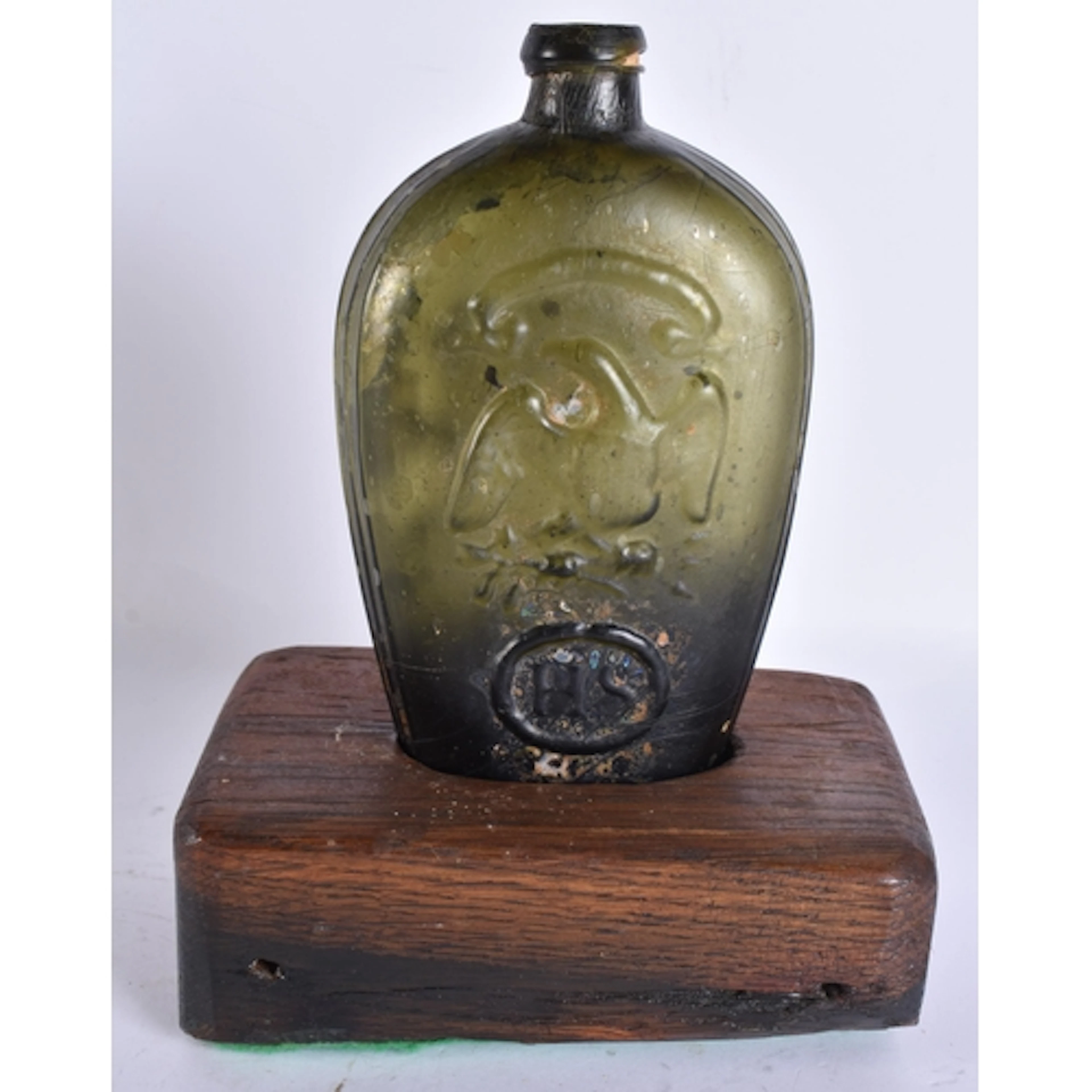 A RARE EARLY 19TH CENTURY MASONIC FLASK with "HS" in oval. L...