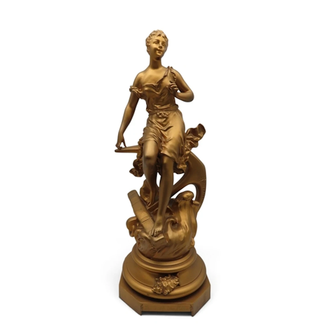 After Rancoulet, a gilded figure titled Murmure des Flots