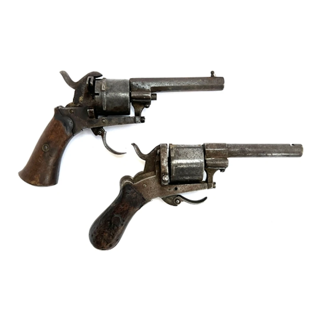 Two further 19th century six-shot pin fire revolvers (2)