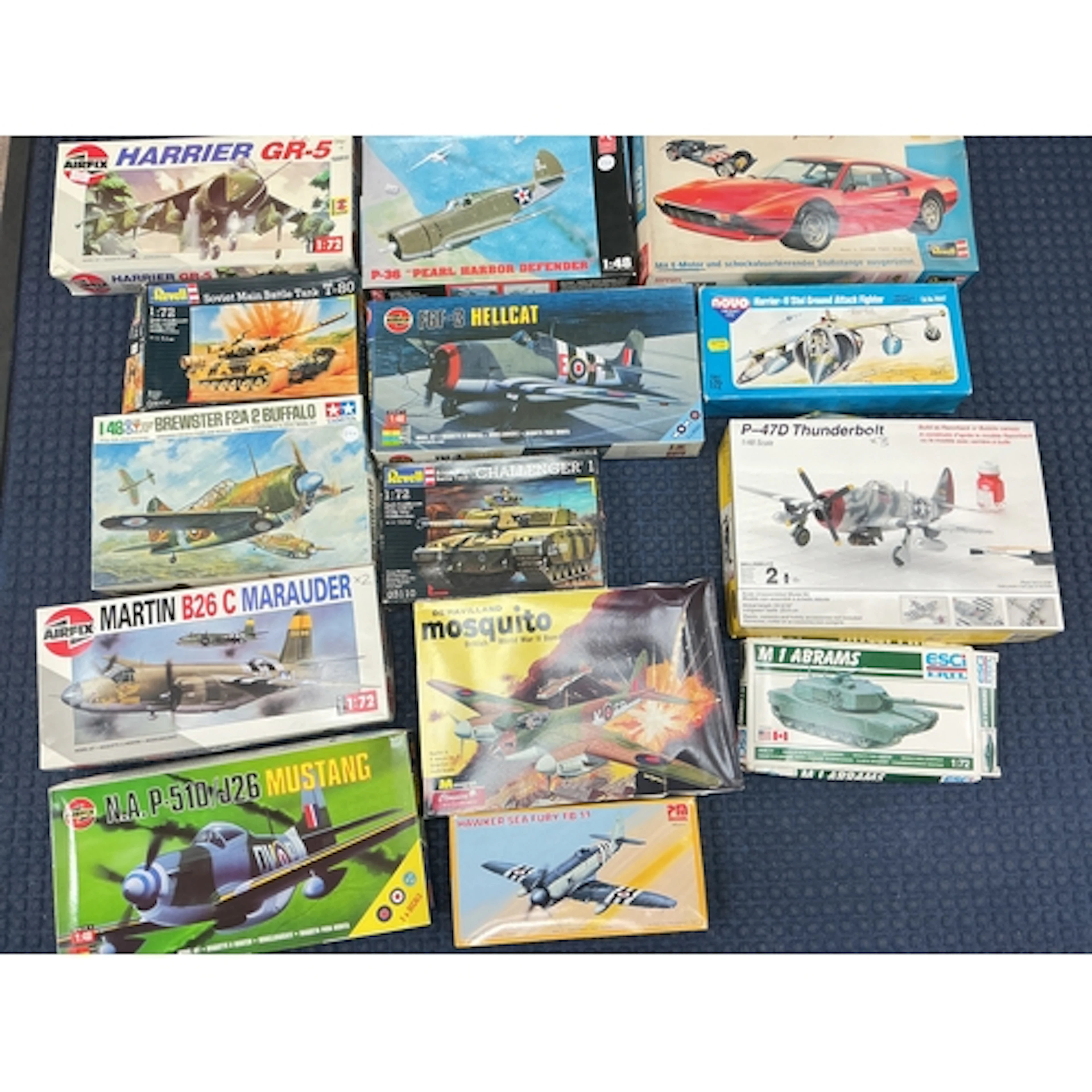 A Box Containing Plastic Model Kits Including Revell, Airfix...