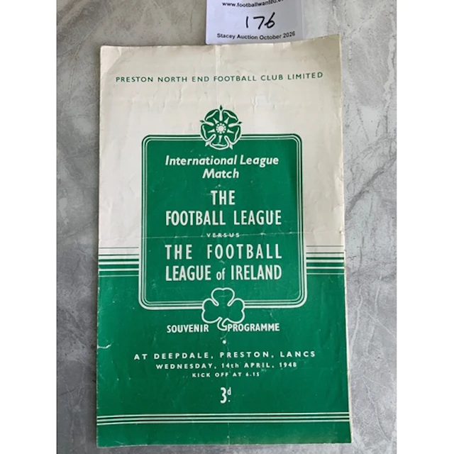 1948 Football League v Ireland League Football Programme: Fa...