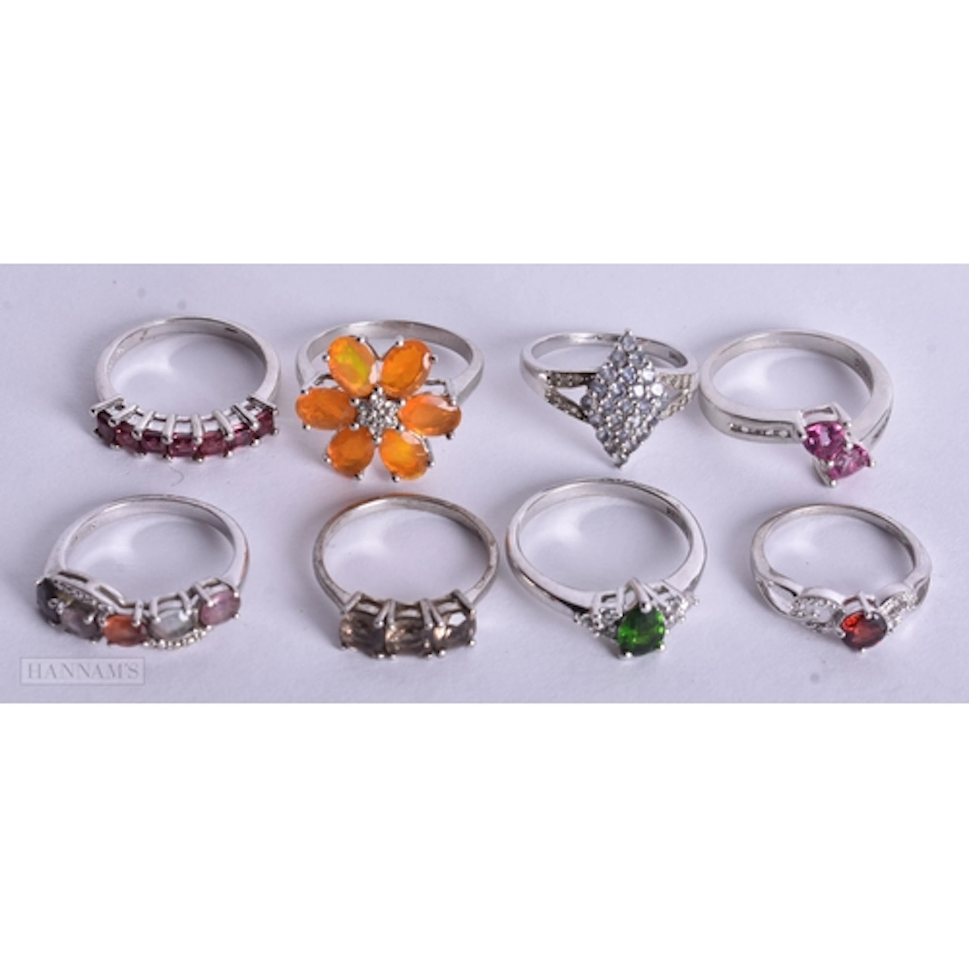Collection of Sterling Silver TGGC Rings inc. Diopside, Tanz...