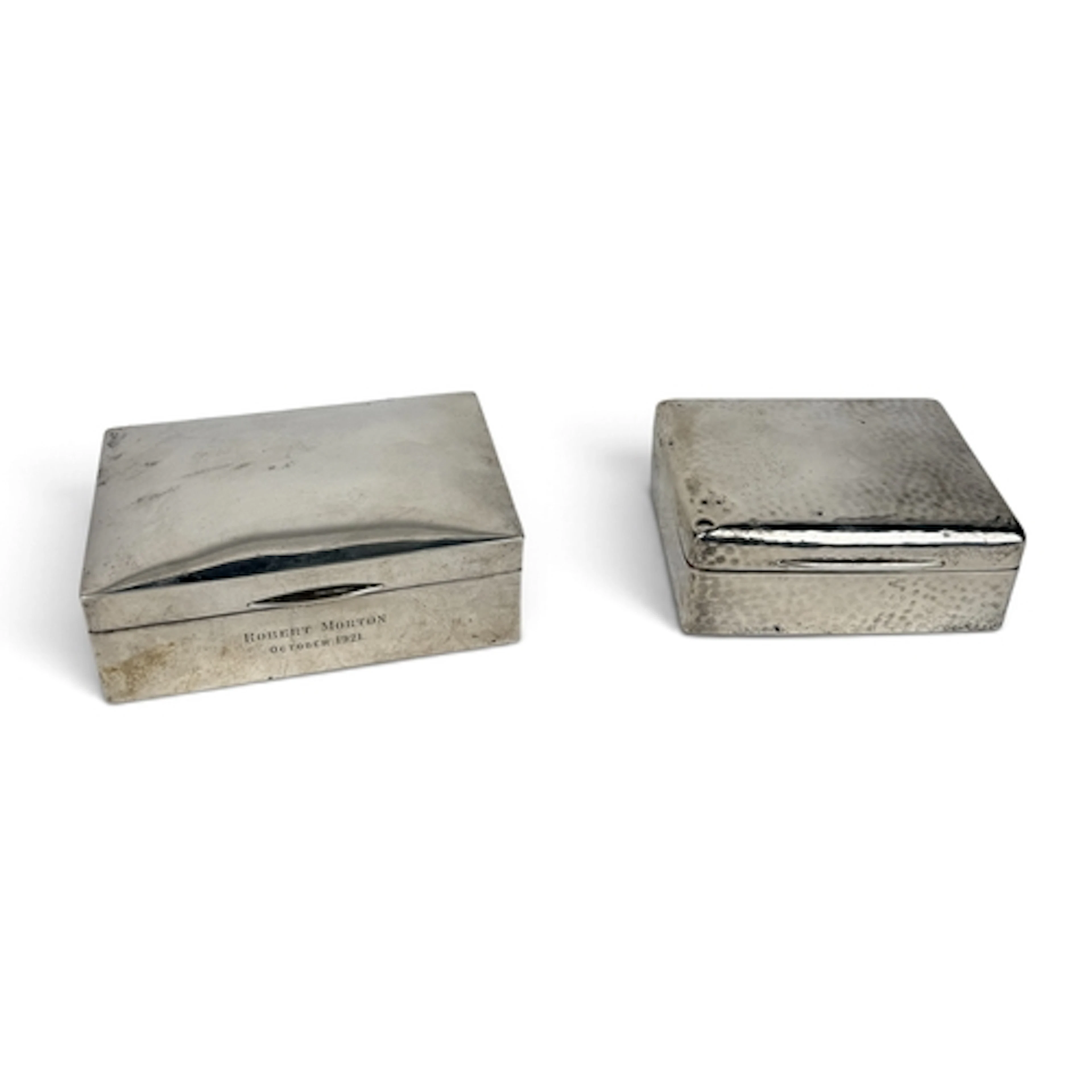 TWO SILVER CIGARETTE BOXES