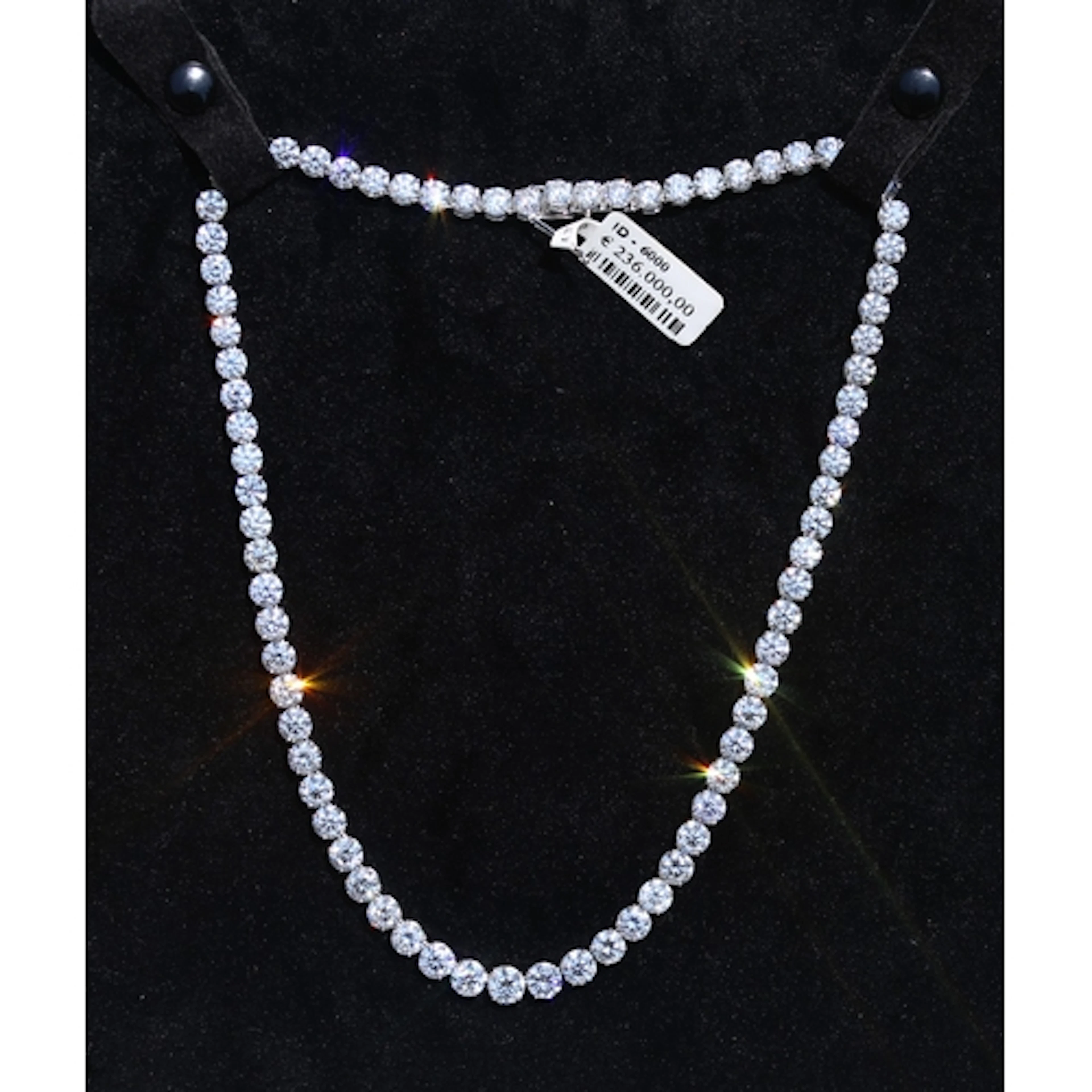 Finely Detailed, Diamond Seventy-Seven Stone Set Tennis Neck...