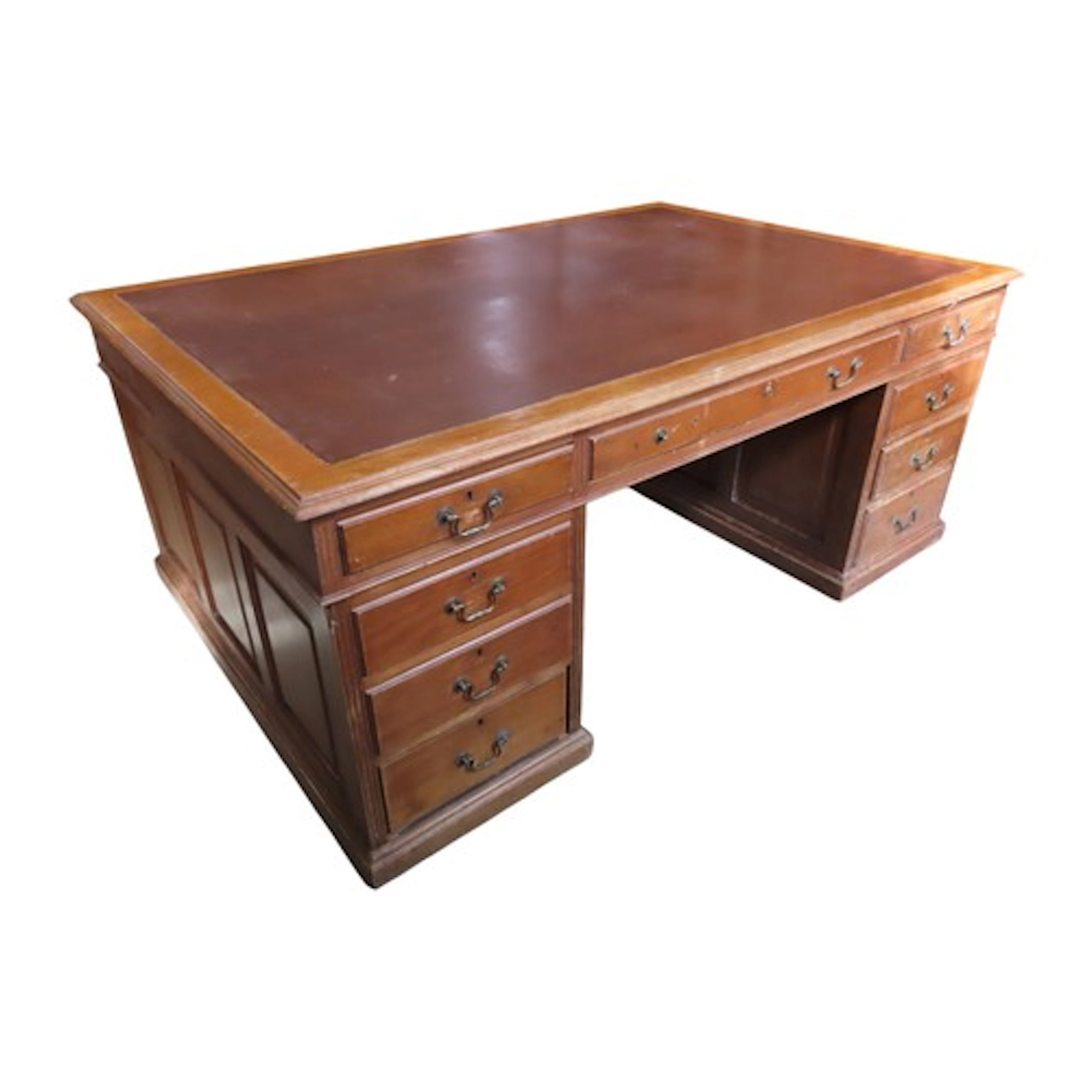 A large Edwardian twin pedestal partners desk in the Georgia...