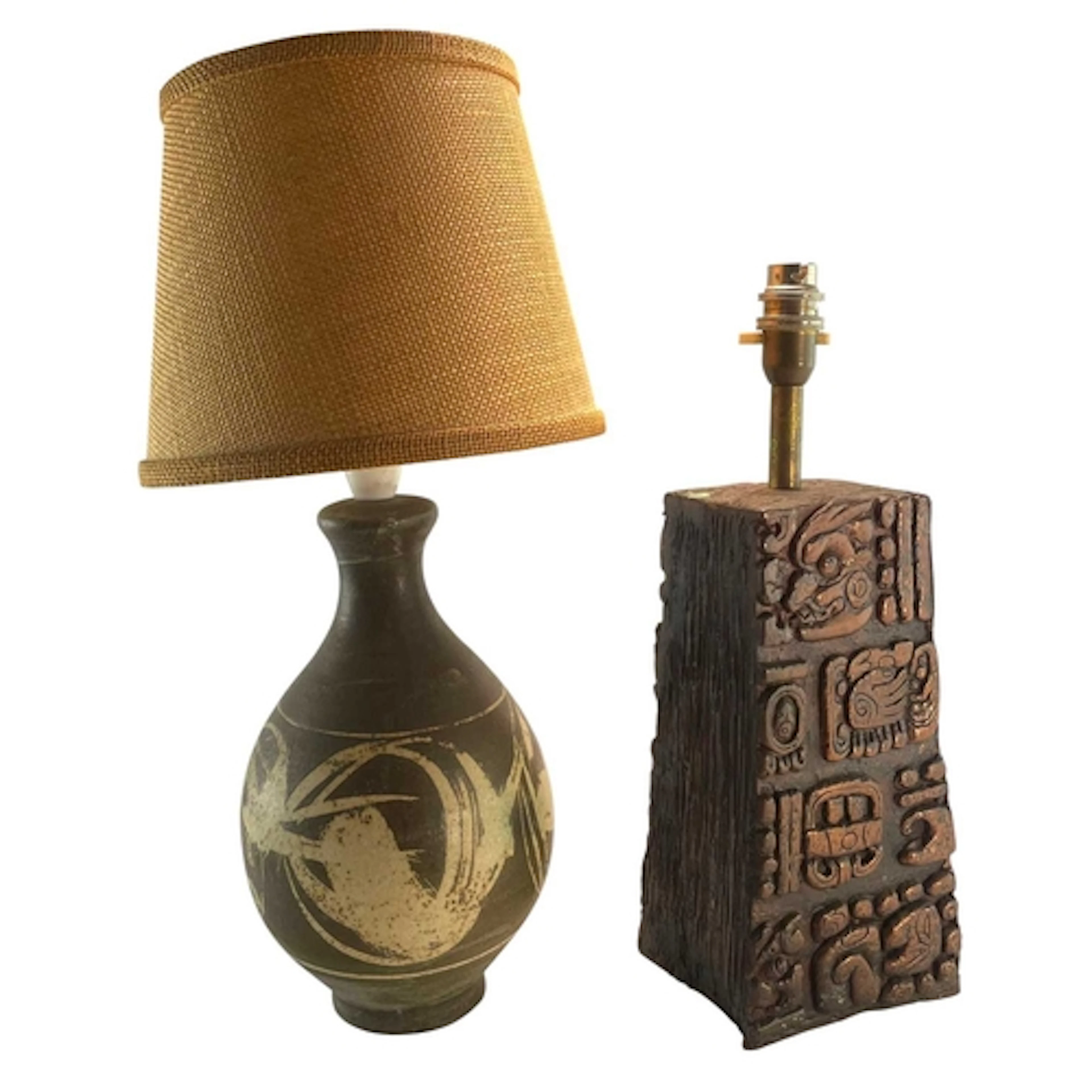 Two mid century brutalist table lamp lights. To include a re...