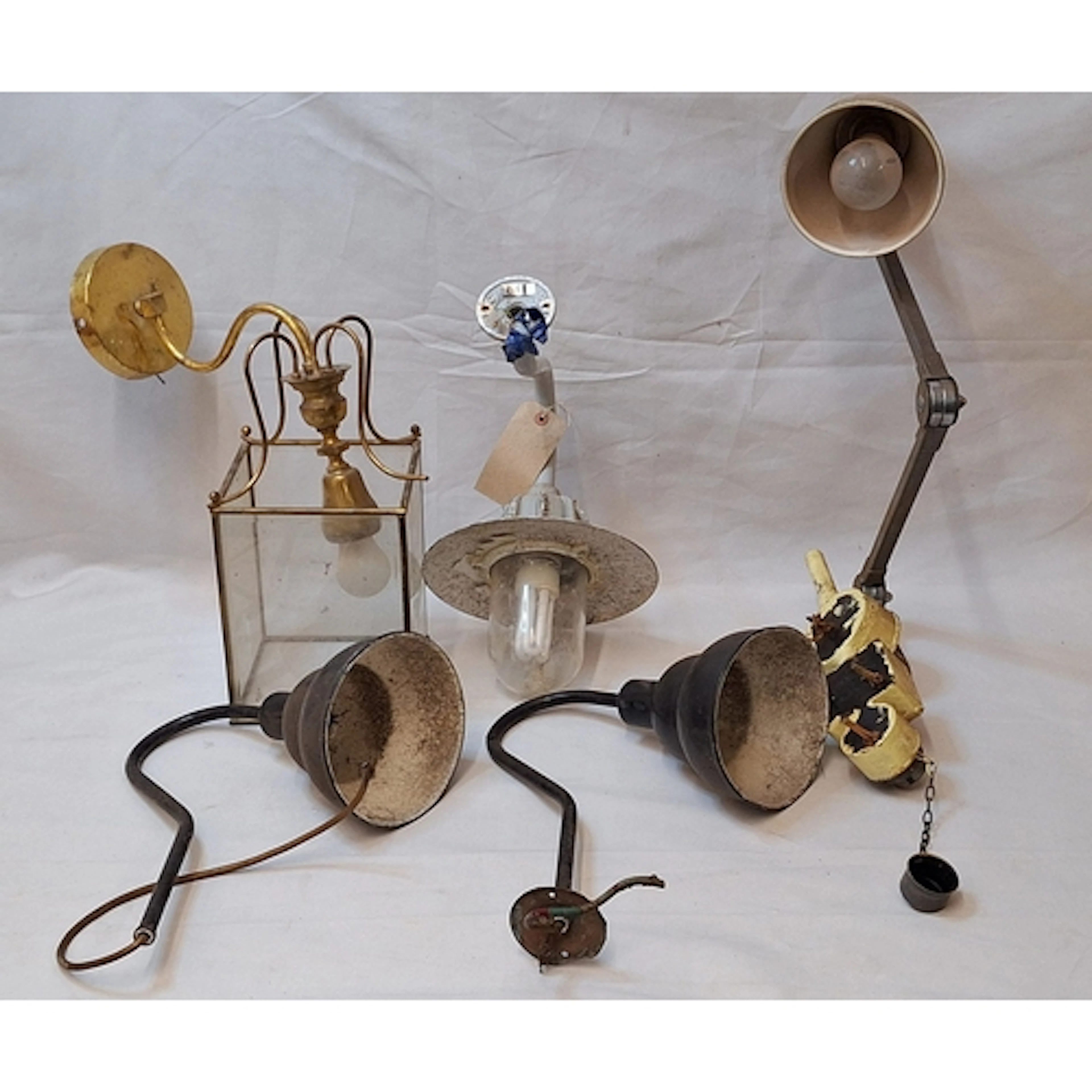 Vintage Lighting incl. heavy anglepoise lamp, industrial bul...