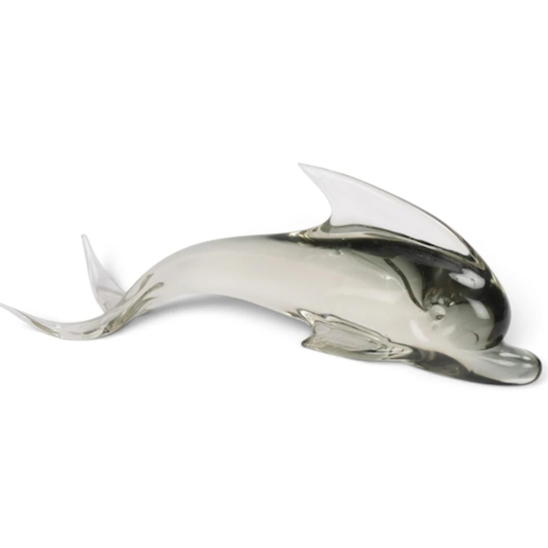 A large Murano smoked glass Dolphin, length 41cm